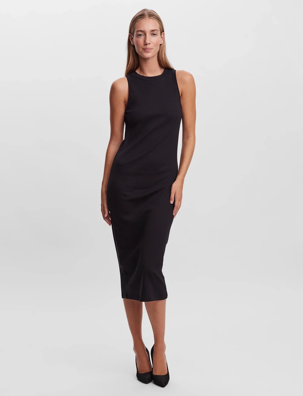 Vero Moda - VMLAVENDER SL O-NECK CALF DRESS VMA NOOS - stramme kjoler - black - 4