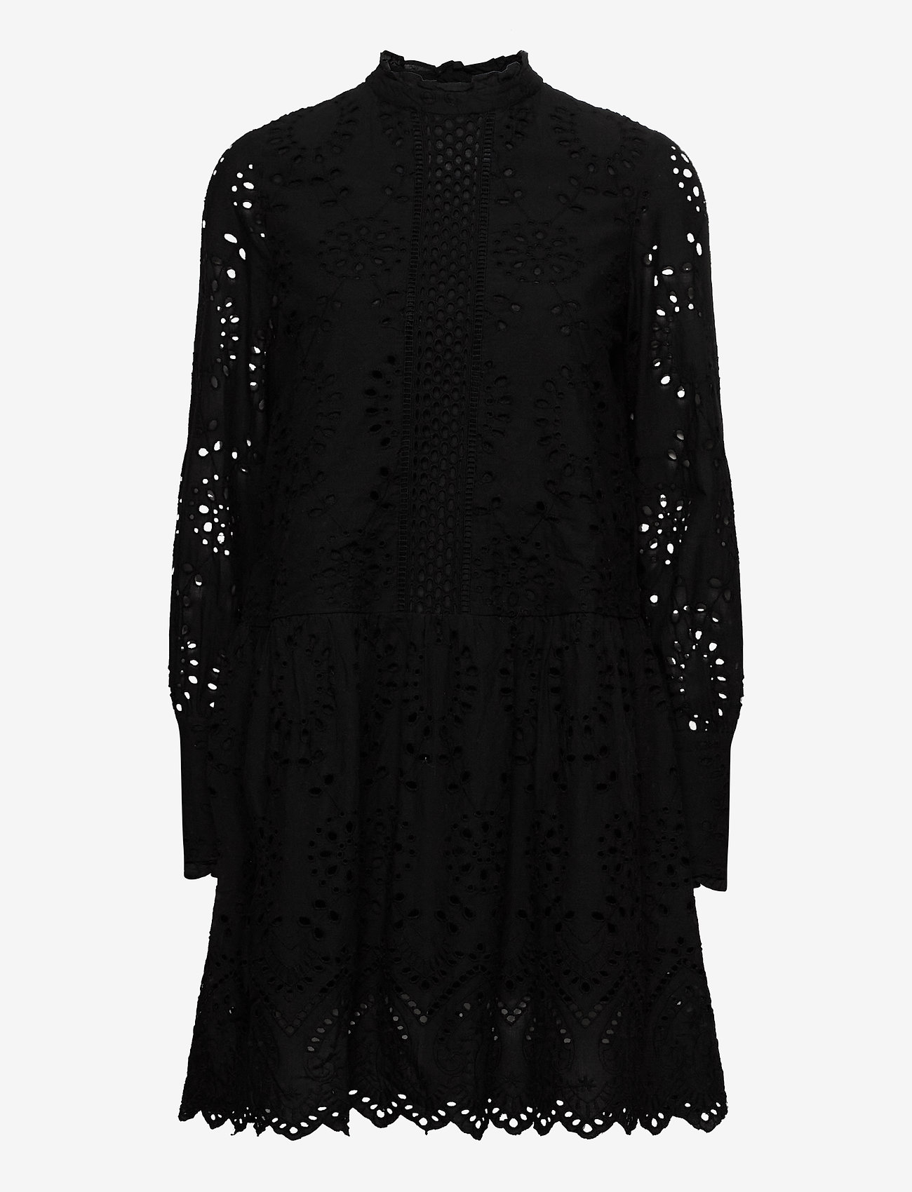 Vero Moda - VMPERFECT EMB L/S SHORT DRESS SB2 - black - 0