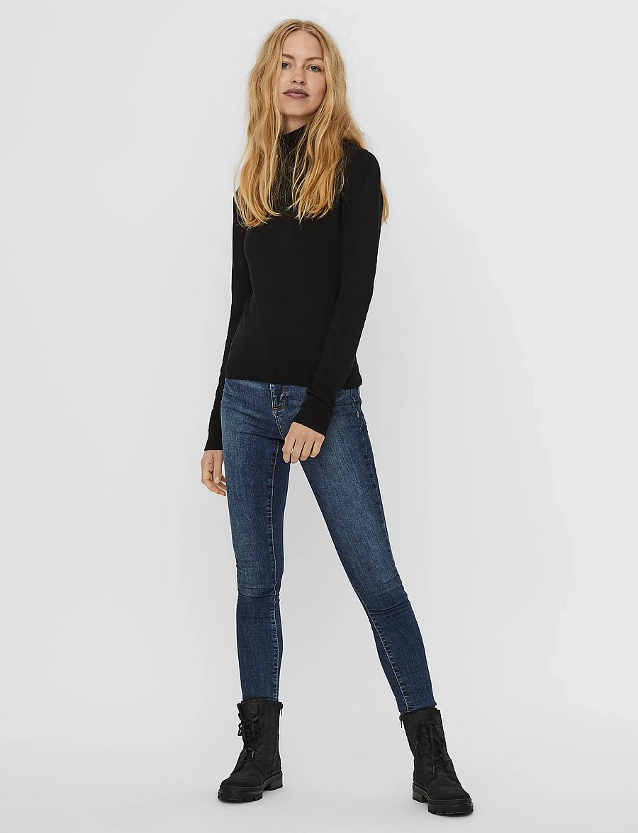 Vero Moda - VMGLORY LS ROLLNECK BLOUSE GA NOOS - pologenser - black - 0