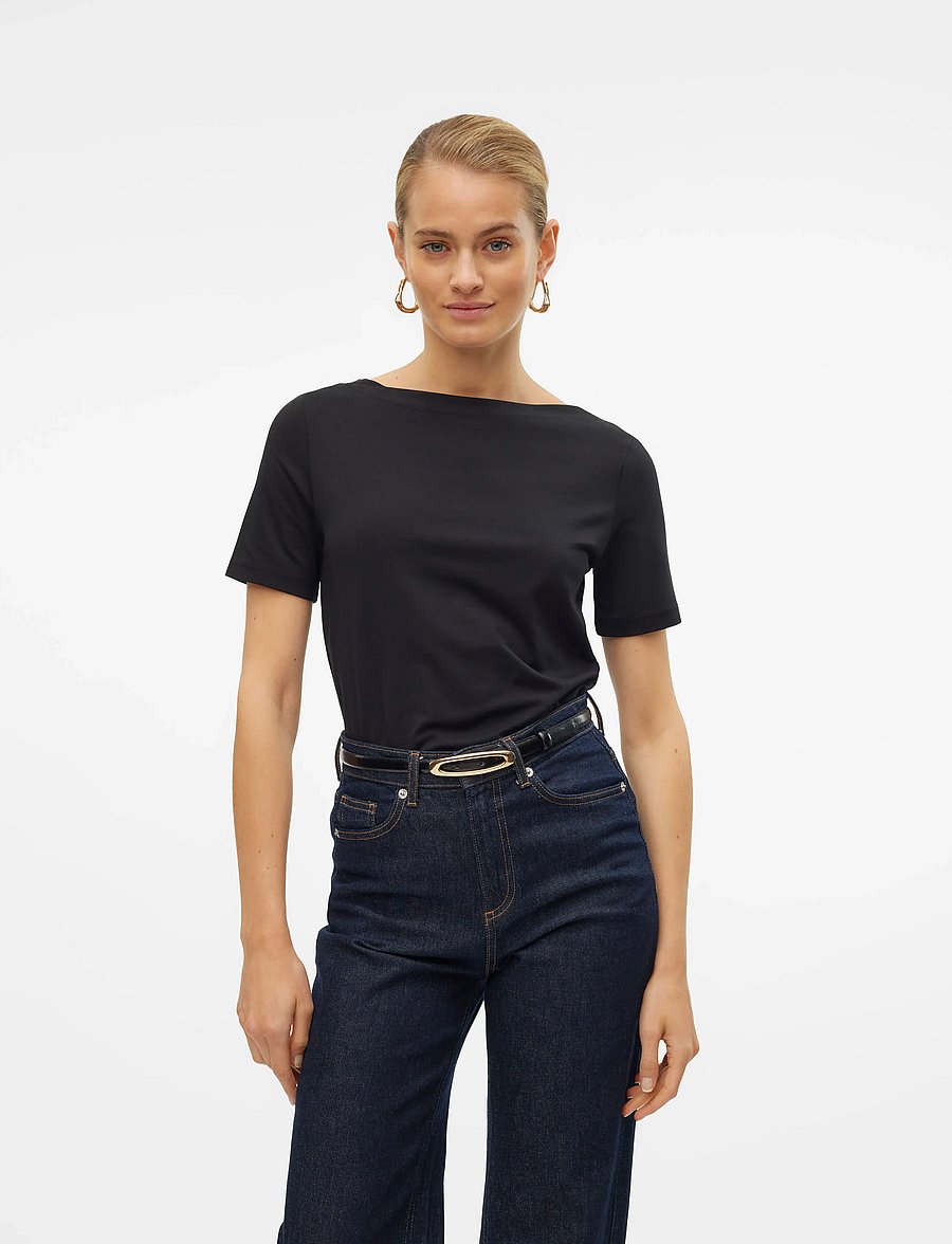 Vero Moda - VMPANDA MODAL S/S TOP NOOS - t-shirts - black - 0