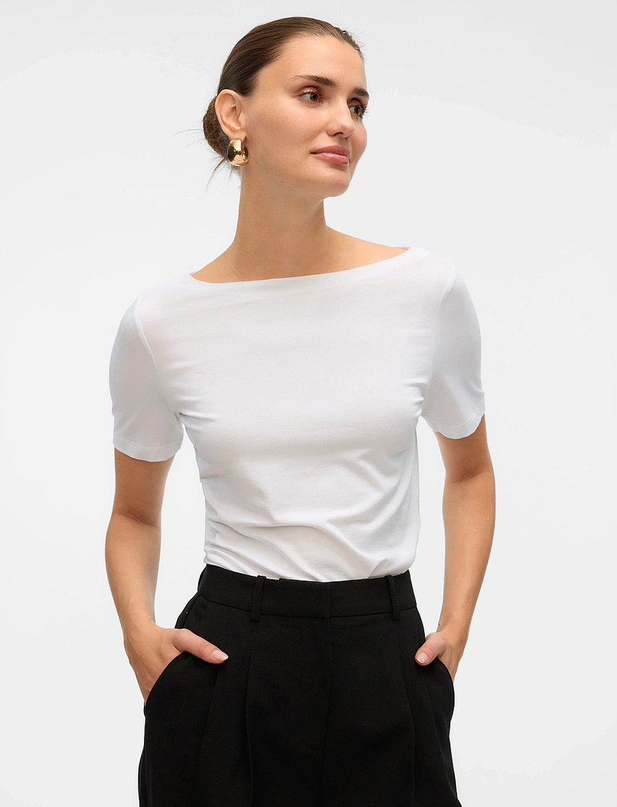 Vero Moda - VMPANDA MODAL S/S TOP NOOS - t-shirts - bright white - 5