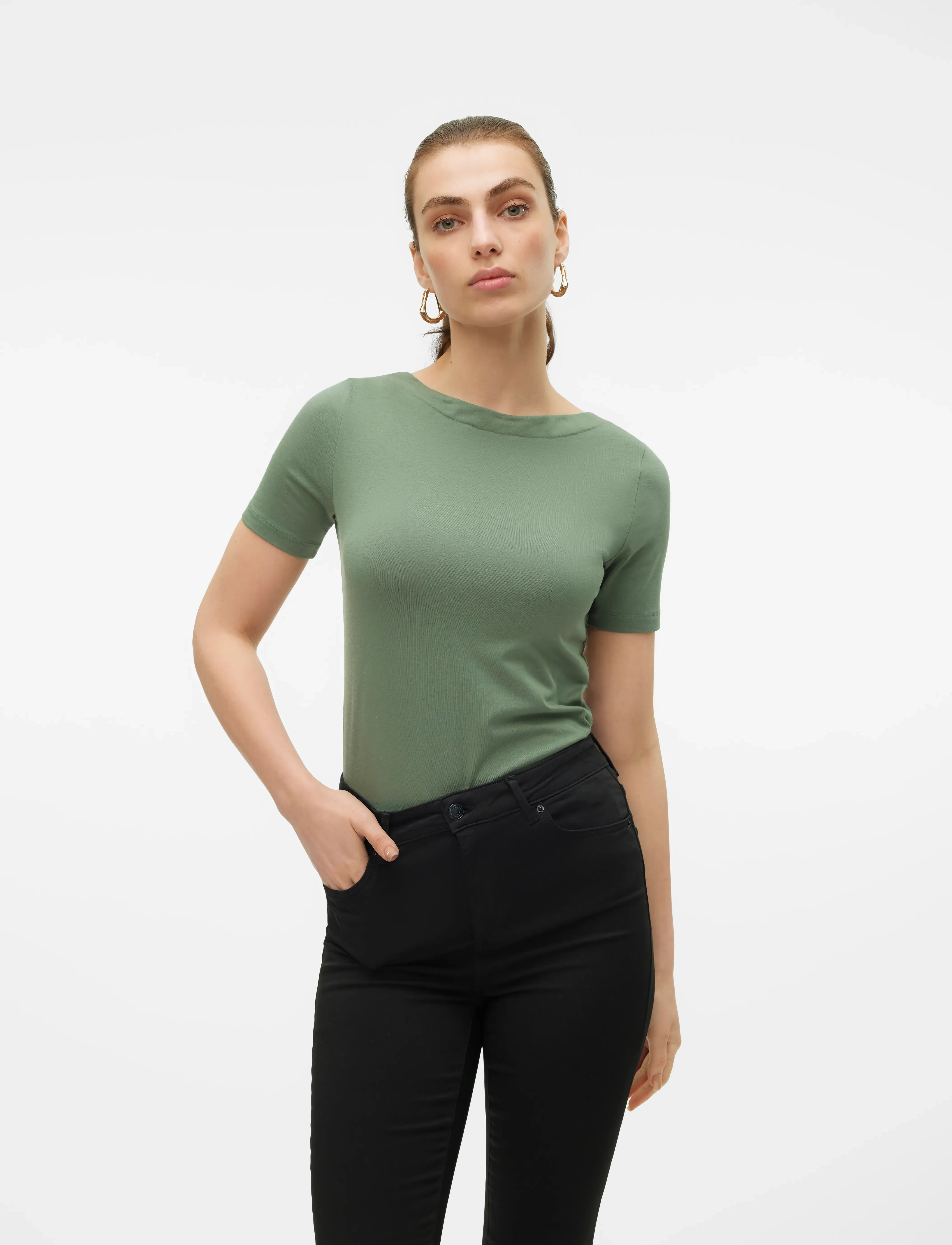 Vero Moda Vmpanda Modal S/S Top Noos, L, Green, T-Shirts & Toppe > Kortærmede, Dame