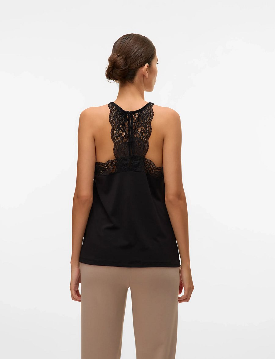 Vero Moda - VMANA S/L LACE TOP GA NOOS - Ärmellose blusen - black - 3
