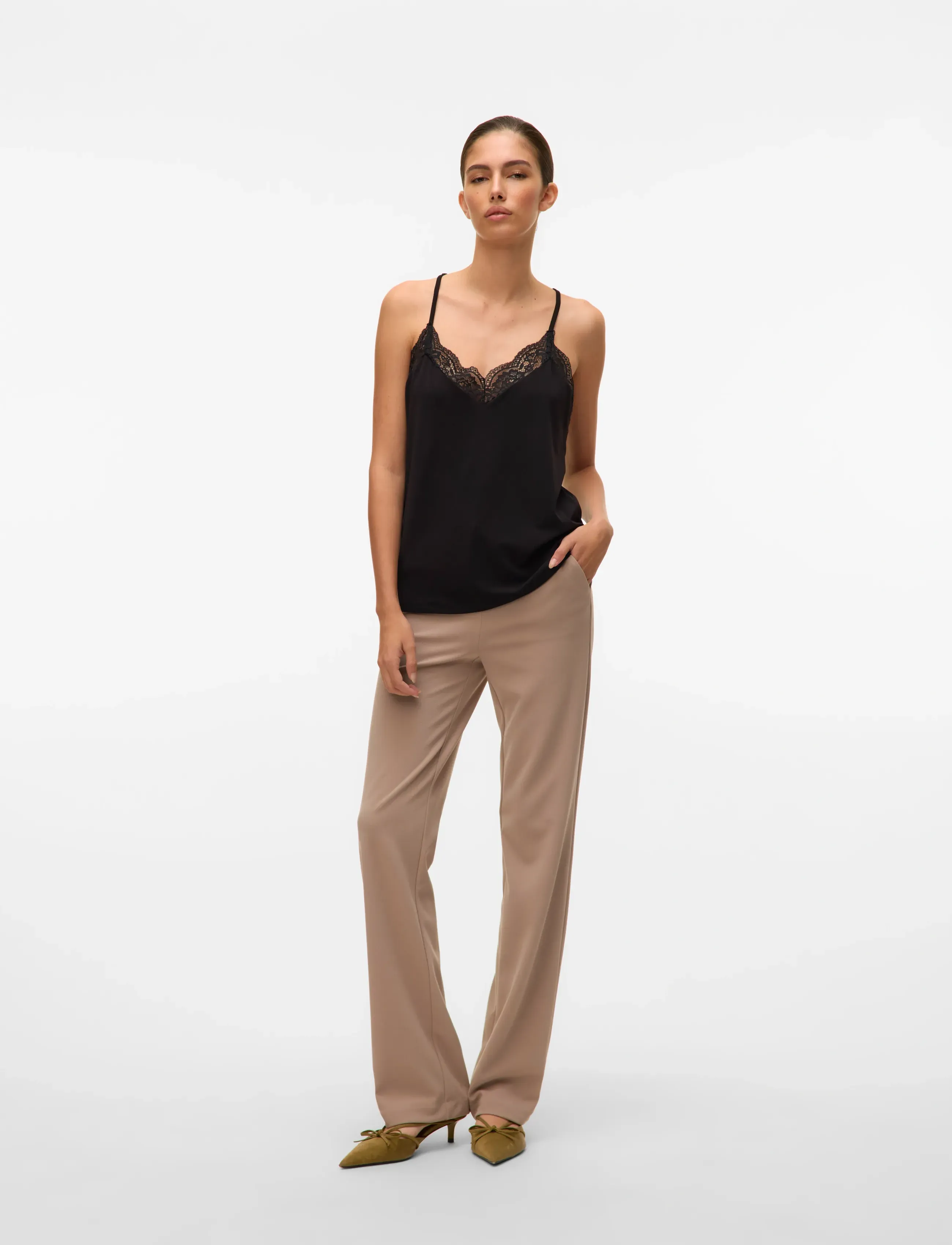 Vero Moda - VMANA S/L LACE TOP GA NOOS - Ärmellose blusen - black - 4