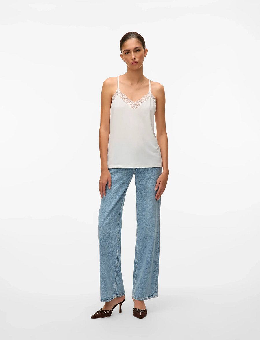 Vero Moda - VMANA S/L LACE TOP GA NOOS - blūzes bez piedurknēm - snow white - 0