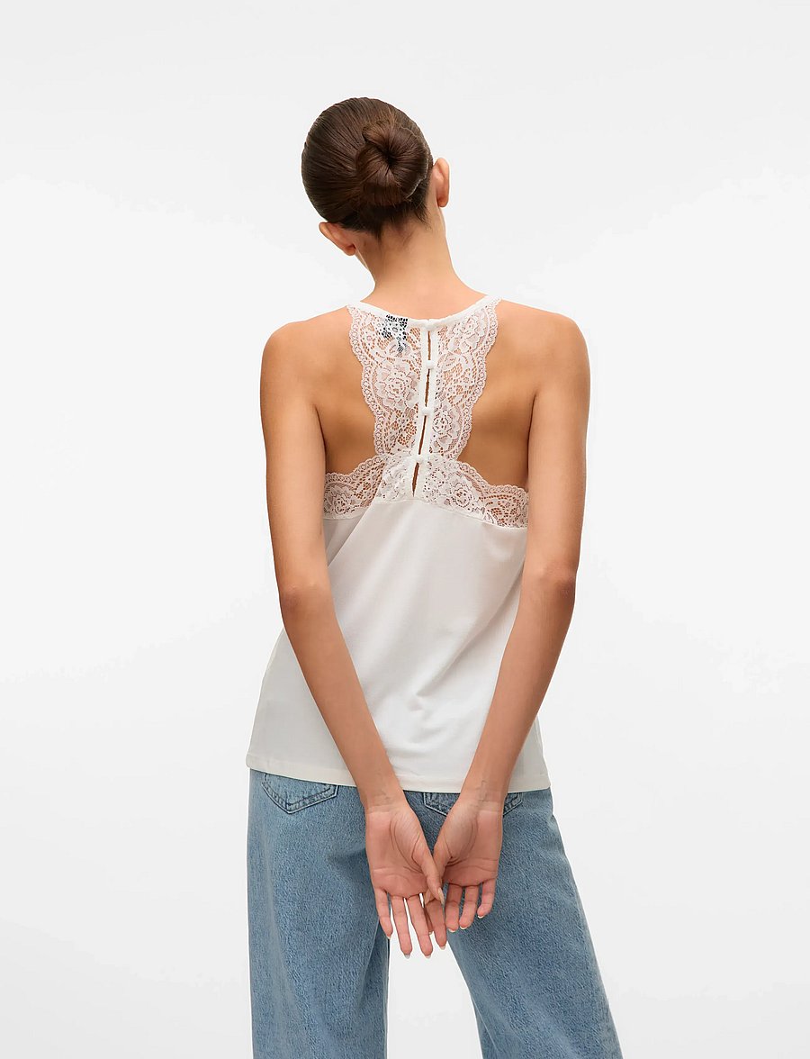Vero Moda - VMANA S/L LACE TOP GA NOOS - blūzes bez piedurknēm - snow white - 3