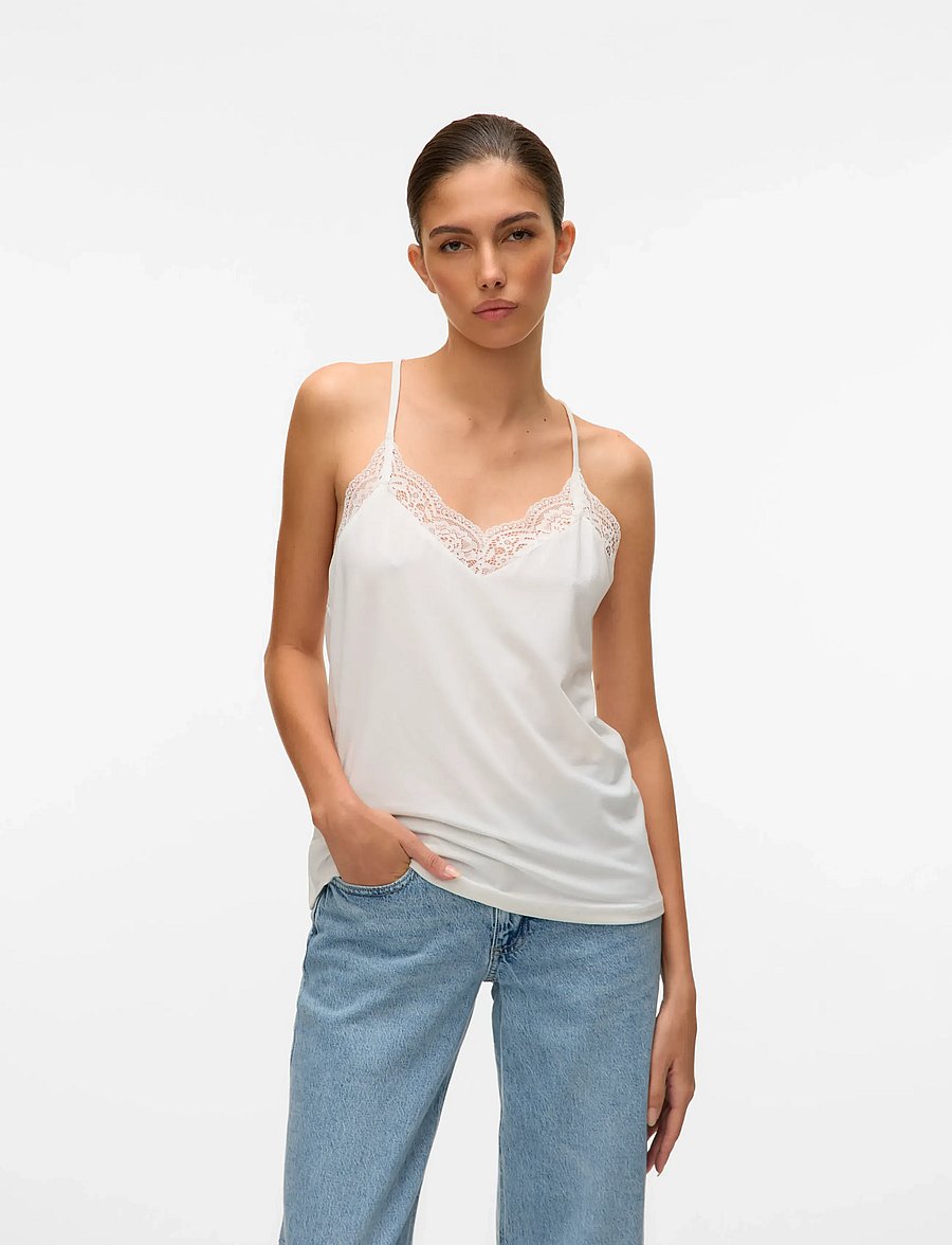 Vero Moda - VMANA S/L LACE TOP GA NOOS - blūzes bez piedurknēm - snow white - 4