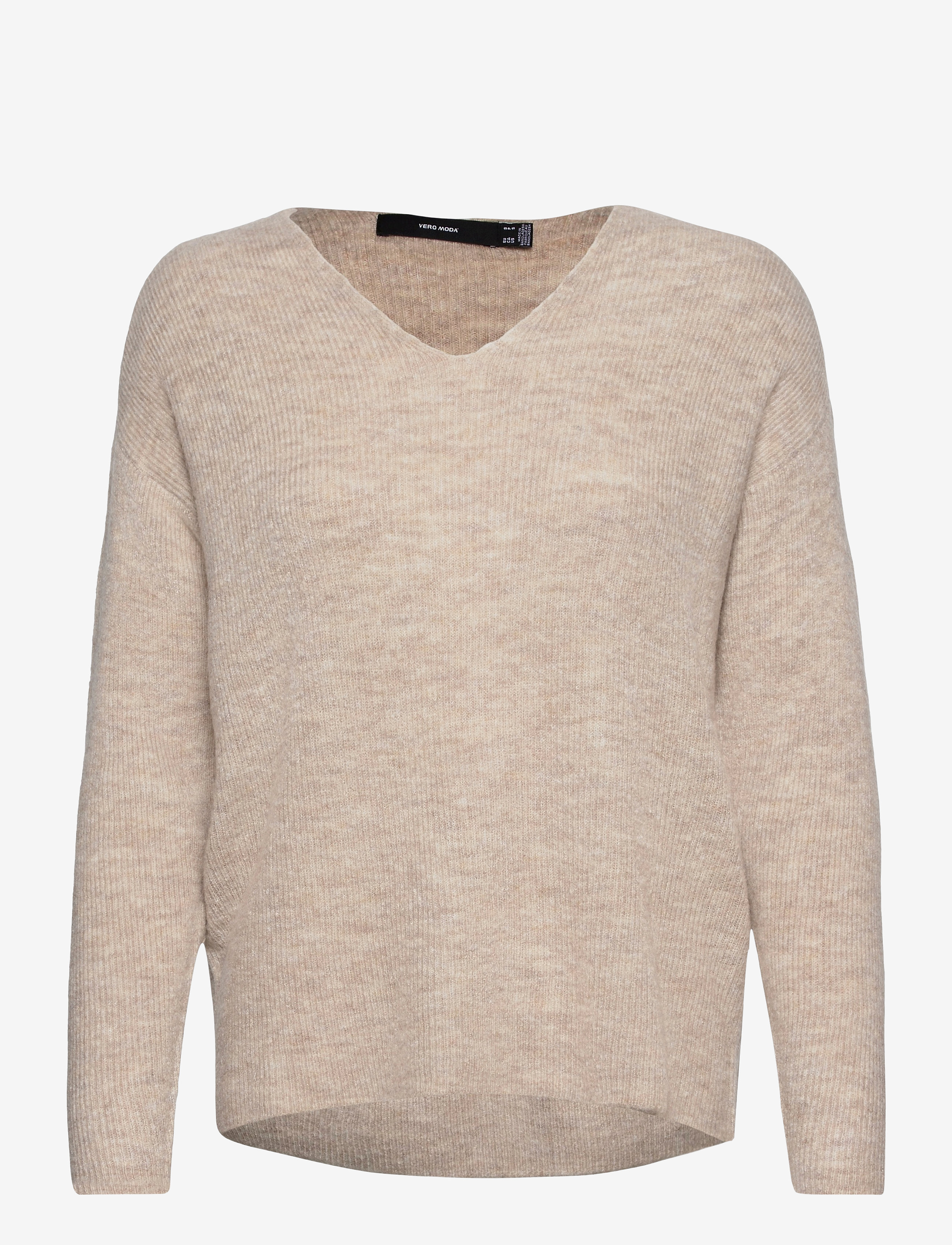 Vero Moda VMCREWLEFILE LS V-NECK BLOUSE NOOS - Tøj - BIRCH / grey