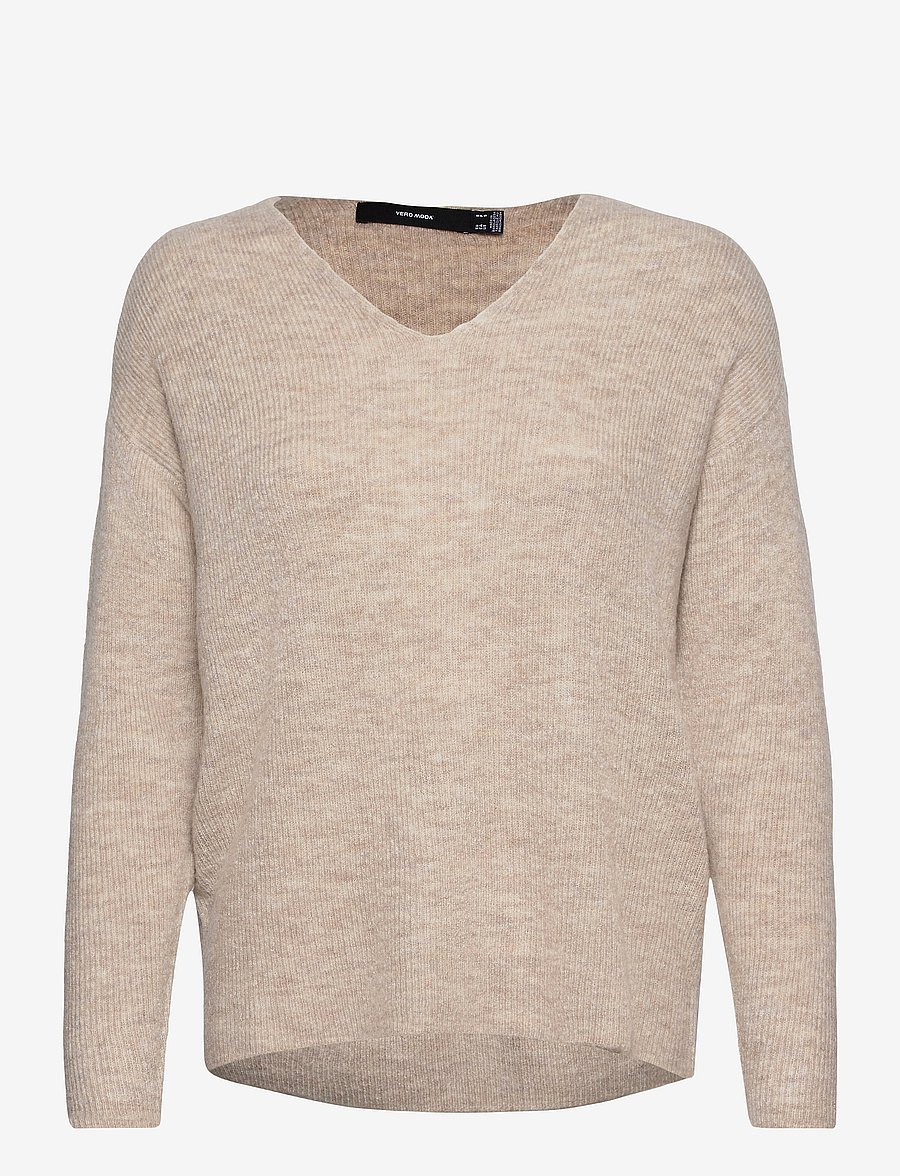 Vero Moda - VMCREWLEFILE LS V-NECK BLOUSE NOOS - sviitrid - birch - 1