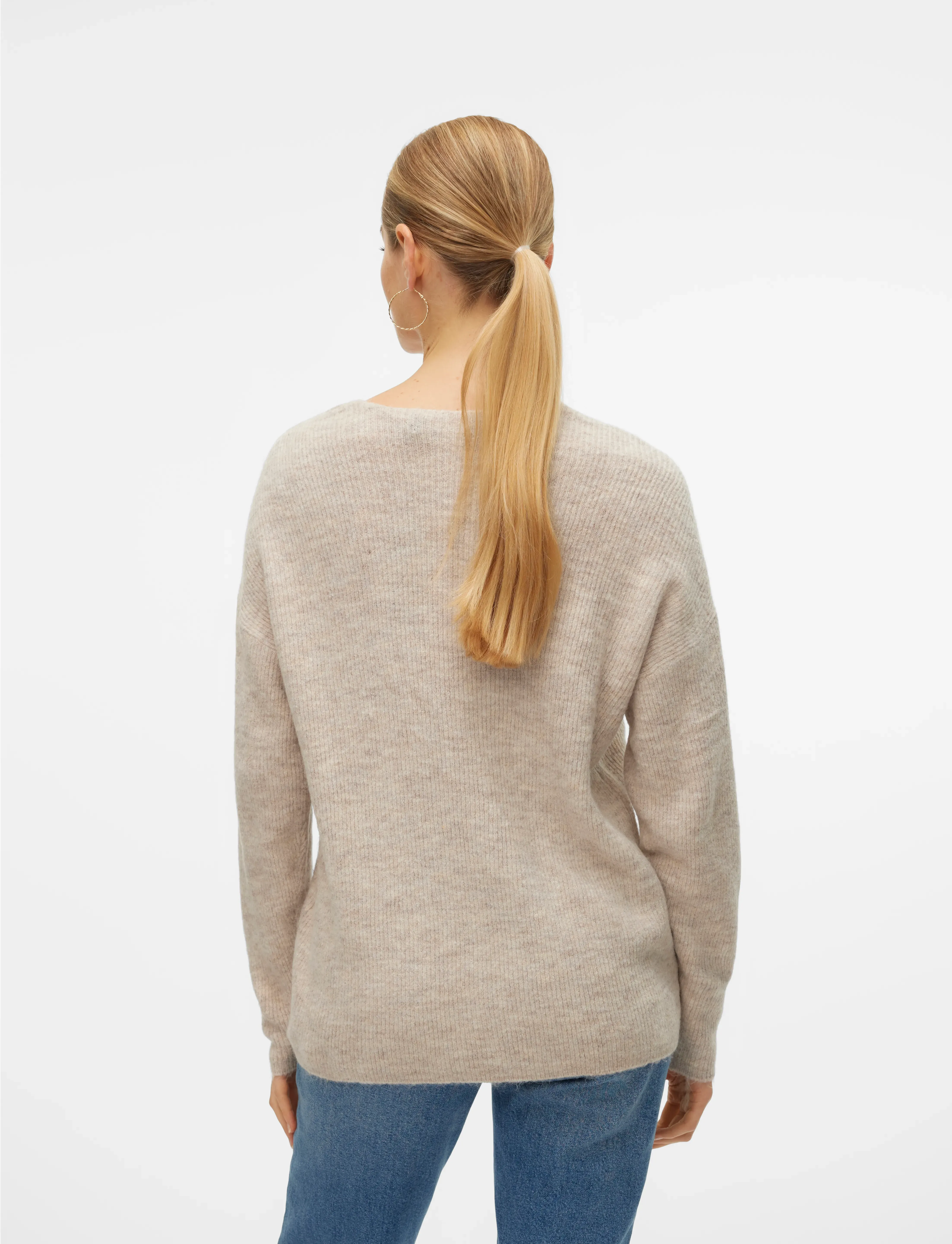 Vero Moda - VMCREWLEFILE LS V-NECK BLOUSE NOOS - sviitrid - birch - 3