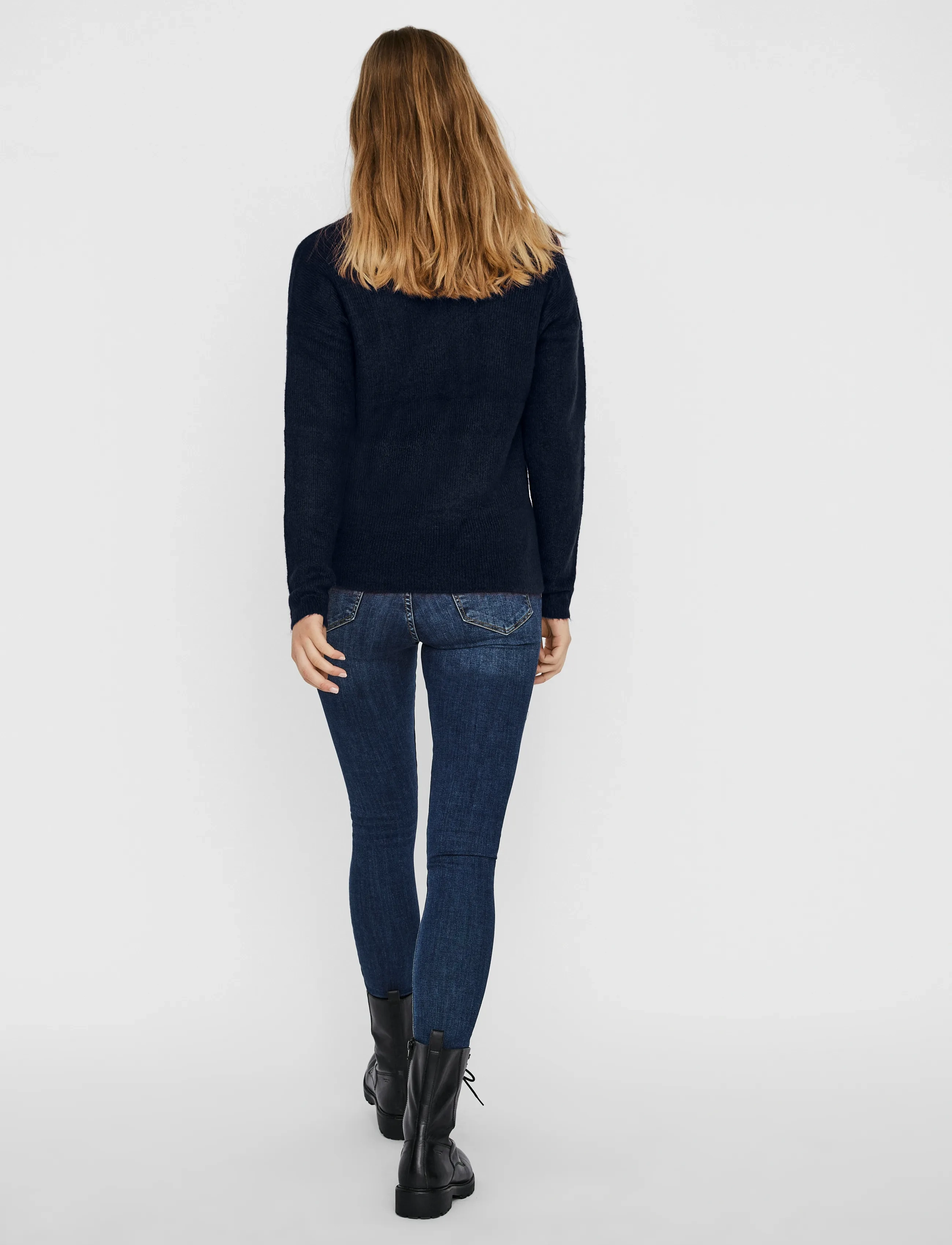 Vero Moda - VMCREWLEFILE LS V-NECK BLOUSE NOOS - madalaimad hinnad - navy blazer - 3