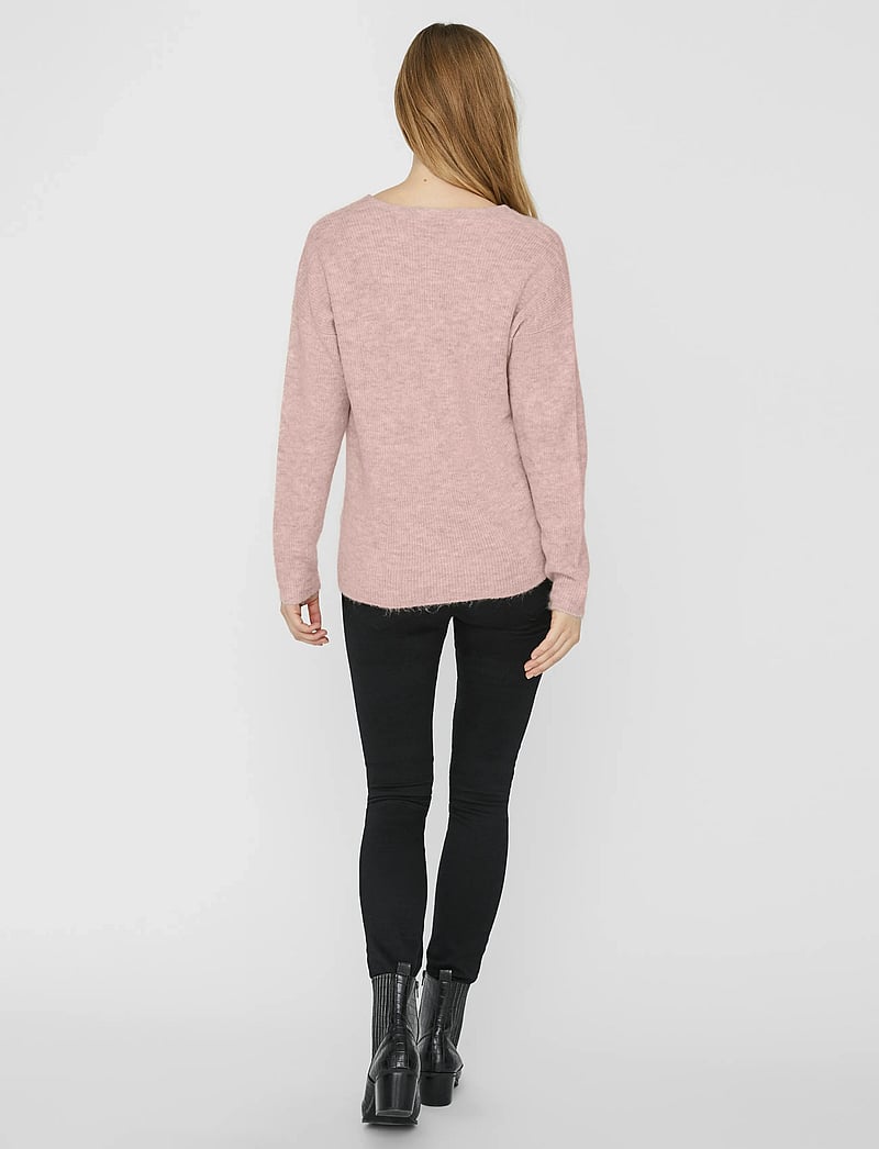 Vero Moda - VMCREWLEFILE LS V-NECK BLOUSE NOOS - stickade tröjor - sepia rose - 3