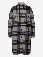 Vero Moda - VMCHRISSIE LONG CHECK SHIRT GA - wool coats - light grey melange - 0