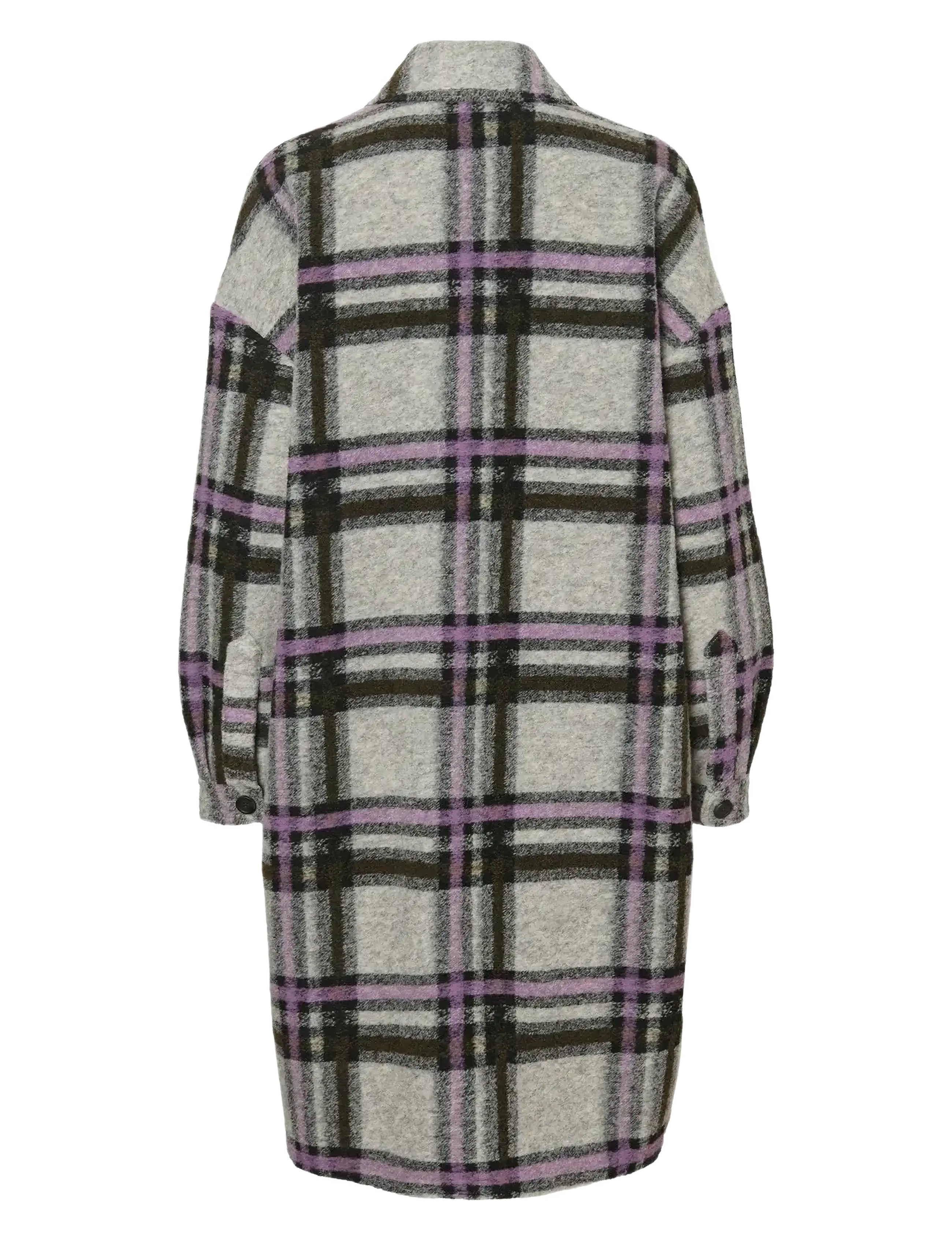 Vero Moda - VMCHRISSIE LONG CHECK SHIRT GA - uldfrakker - light grey melange - 2
