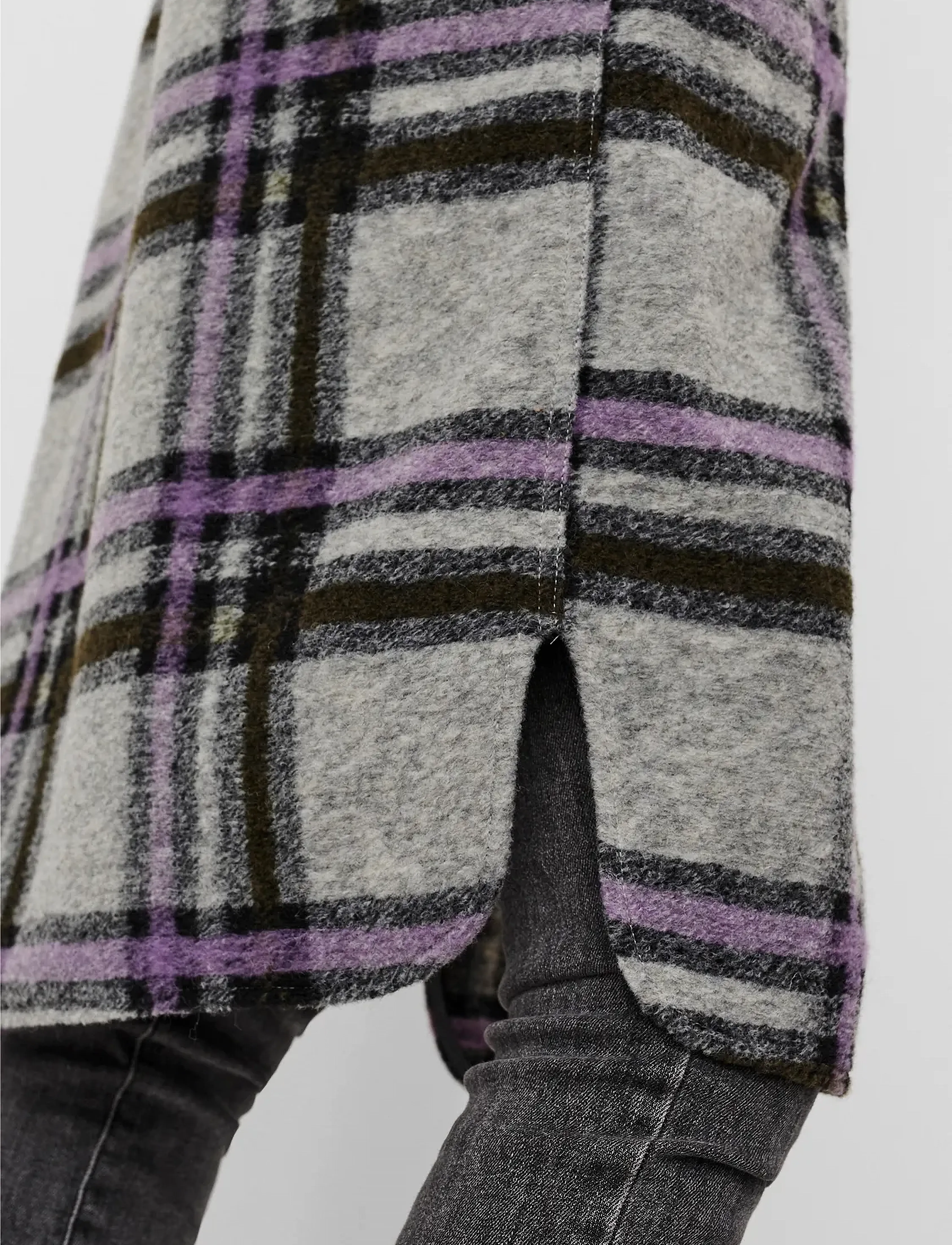 Vero Moda - VMCHRISSIE LONG CHECK SHIRT GA - uldfrakker - light grey melange - 4