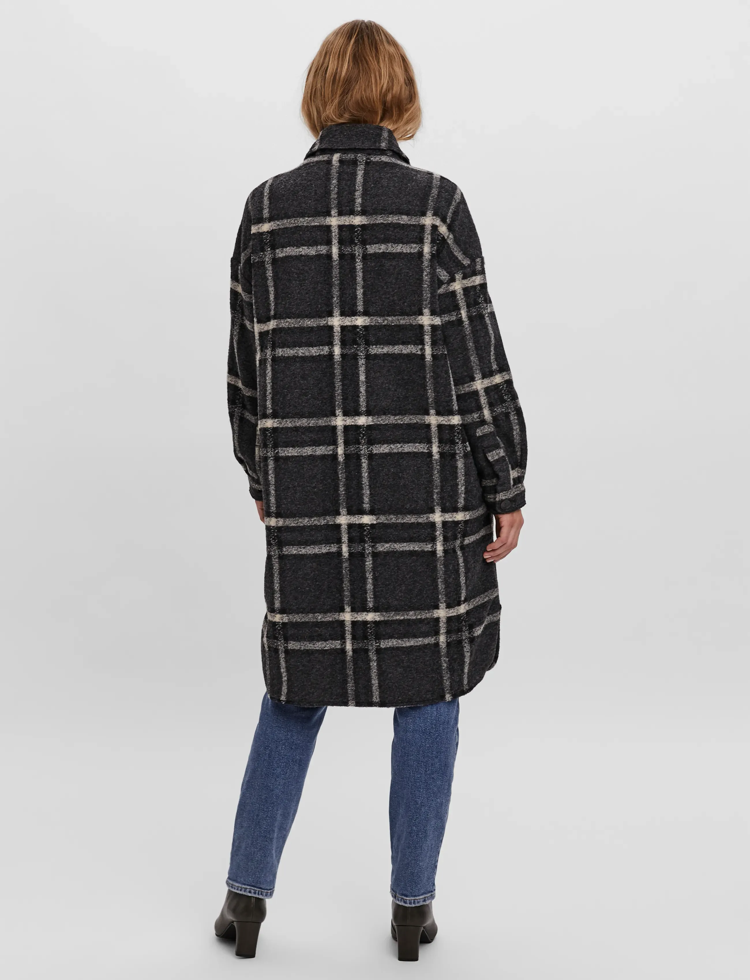 Vero Moda - VMCHRISSIE LONG CHECK SHIRT GA - uldfrakker - nomad - 3