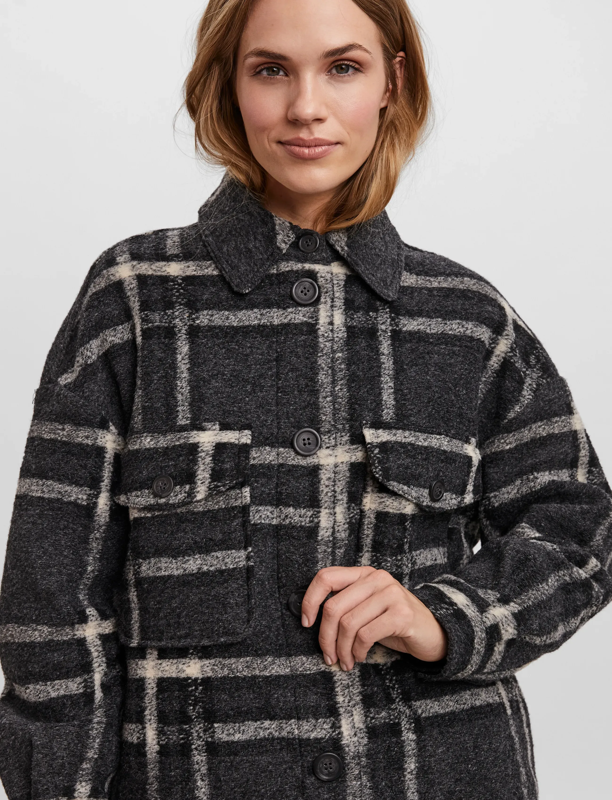 Vero Moda - VMCHRISSIE LONG CHECK SHIRT GA - uldfrakker - nomad - 5