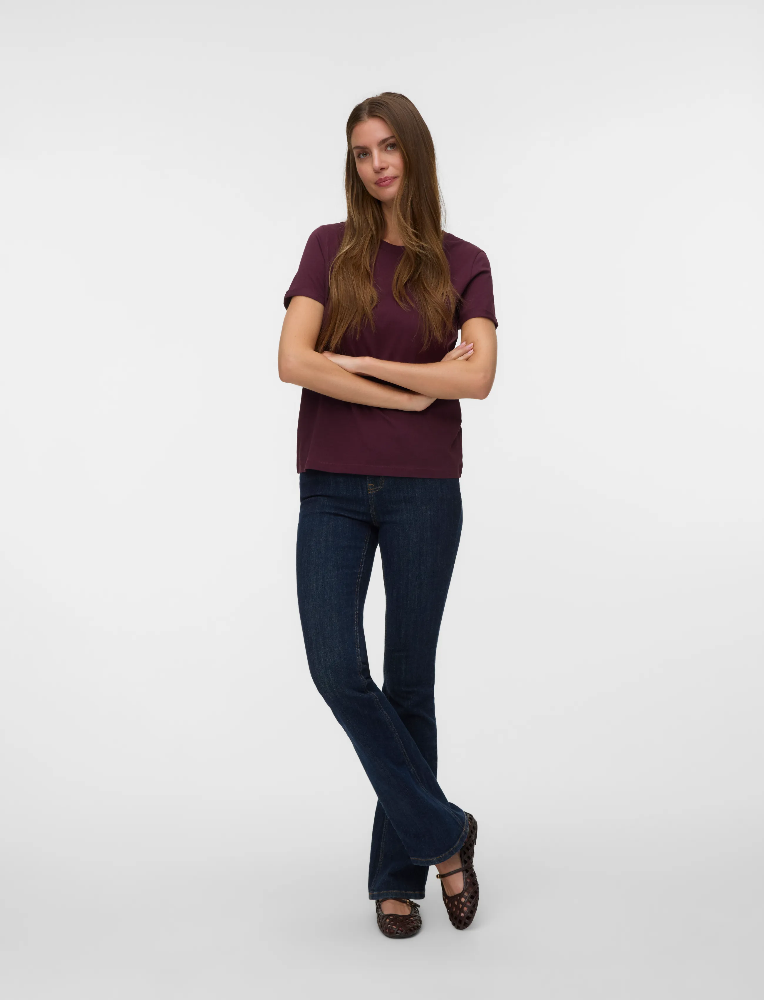 Vero Moda VMPAULA S/S T-SHIRT NOOS - T-särgid ja topid - WINETASTING / burgundy