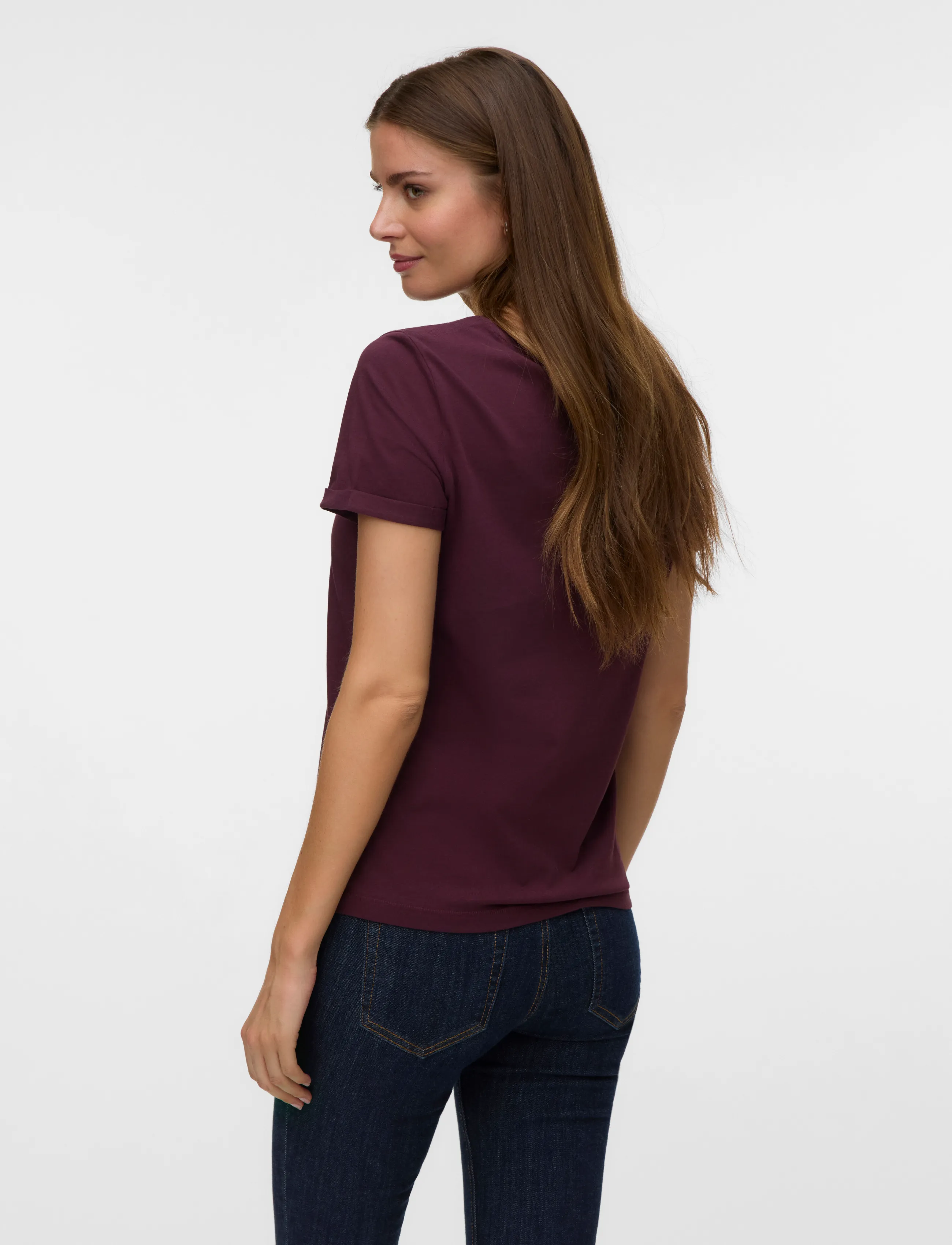 Vero Moda - VMPAULA S/S T-SHIRT NOOS - t-särgid - winetasting - 2