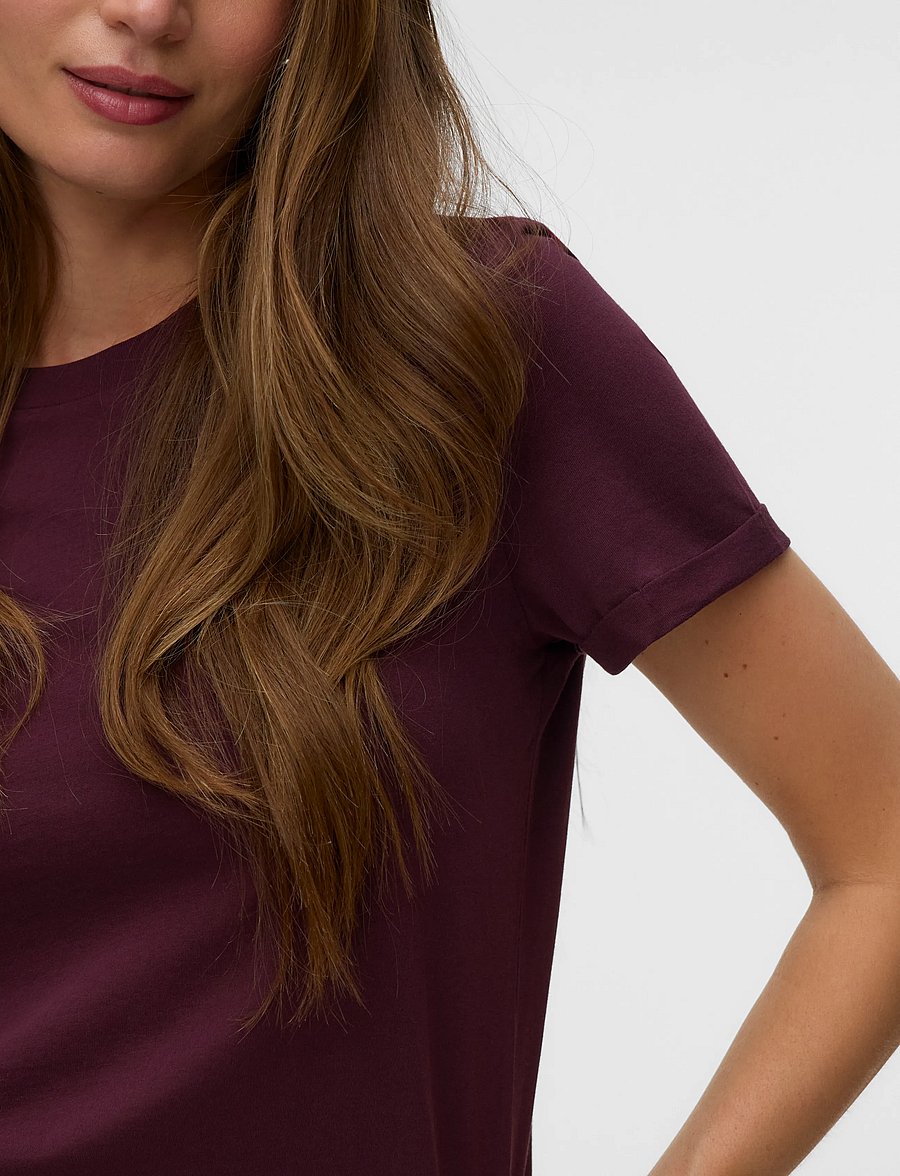 Vero Moda - VMPAULA S/S T-SHIRT NOOS - t-särgid - winetasting - 3