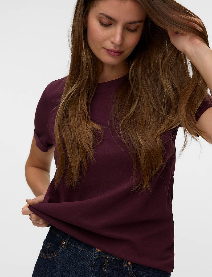 Vero Moda - VMPAULA S/S T-SHIRT NOOS - t-särgid - winetasting - 4