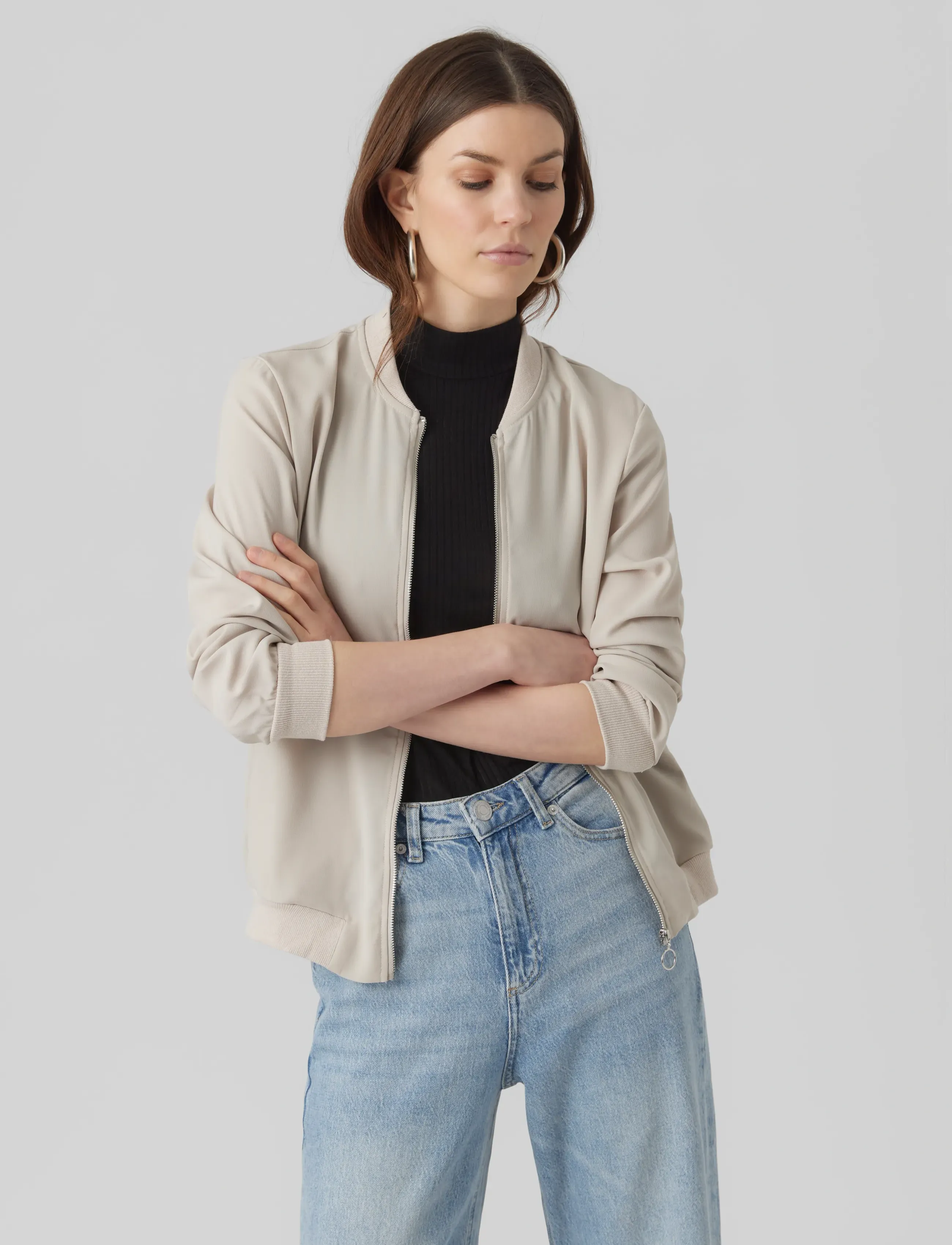Vero Moda Vmcoco L/S Bomber Noos, Kvinder, Bomberjakke, Grå, Str: XS