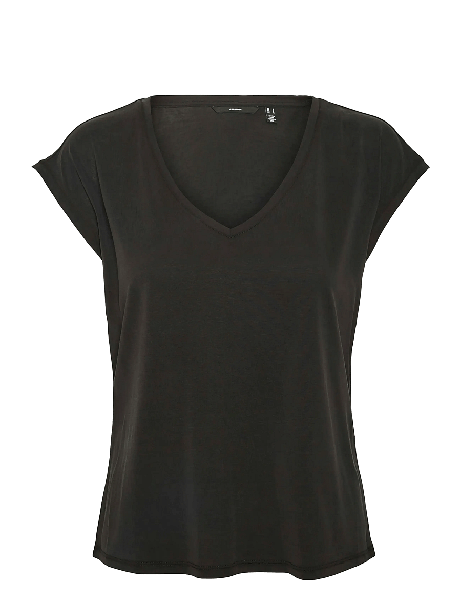 Vero Moda - VMFILLI SS V-NECK TEE NOOS - t-shirts - black - 1