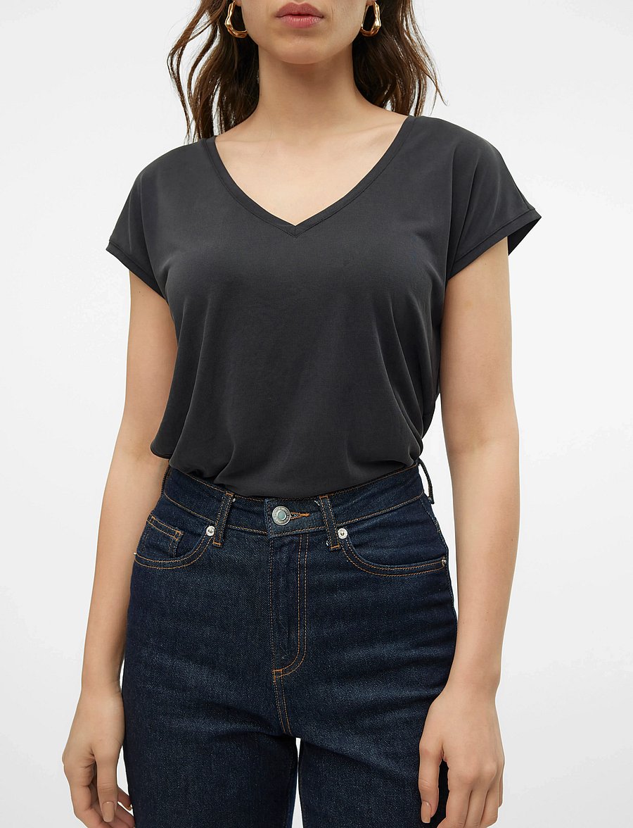 Vero Moda - VMFILLI SS V-NECK TEE NOOS - t-shirts - black - 5
