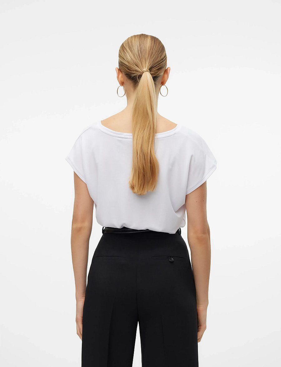 Vero Moda - VMFILLI SS V-NECK TEE NOOS - t-särgid - bright white - 3