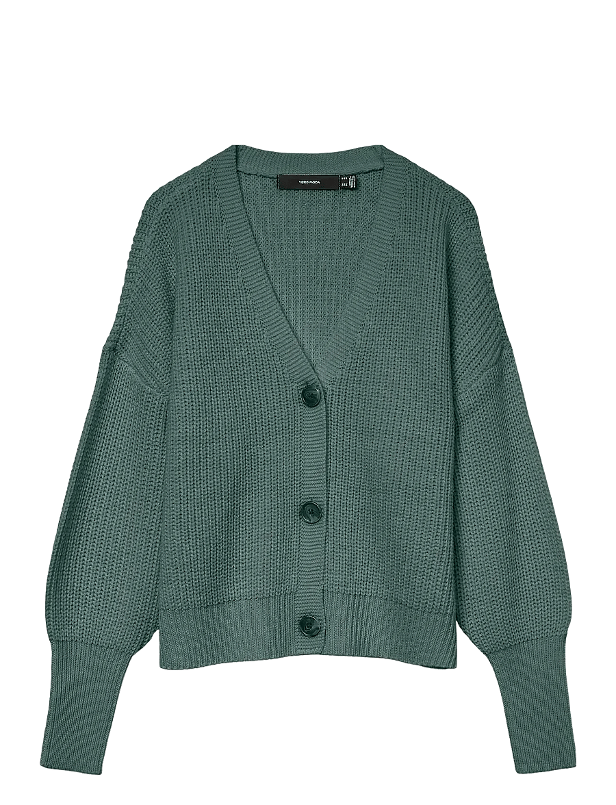 Vero Moda - VMLEA LS V-NECK CUFF CARDIGAN NOOS - strickjacken - balsam green - 1
