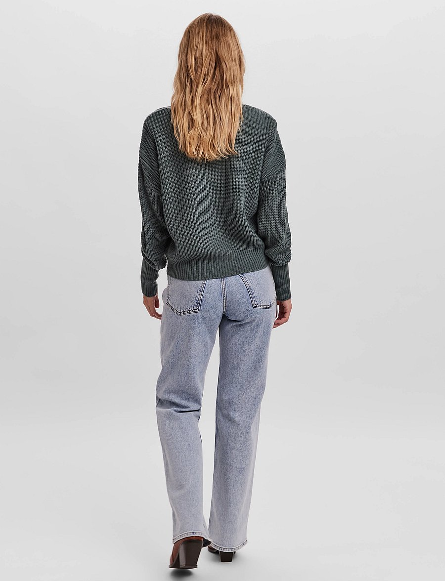 Vero Moda - VMLEA LS V-NECK CUFF CARDIGAN NOOS - strickjacken - balsam green - 2