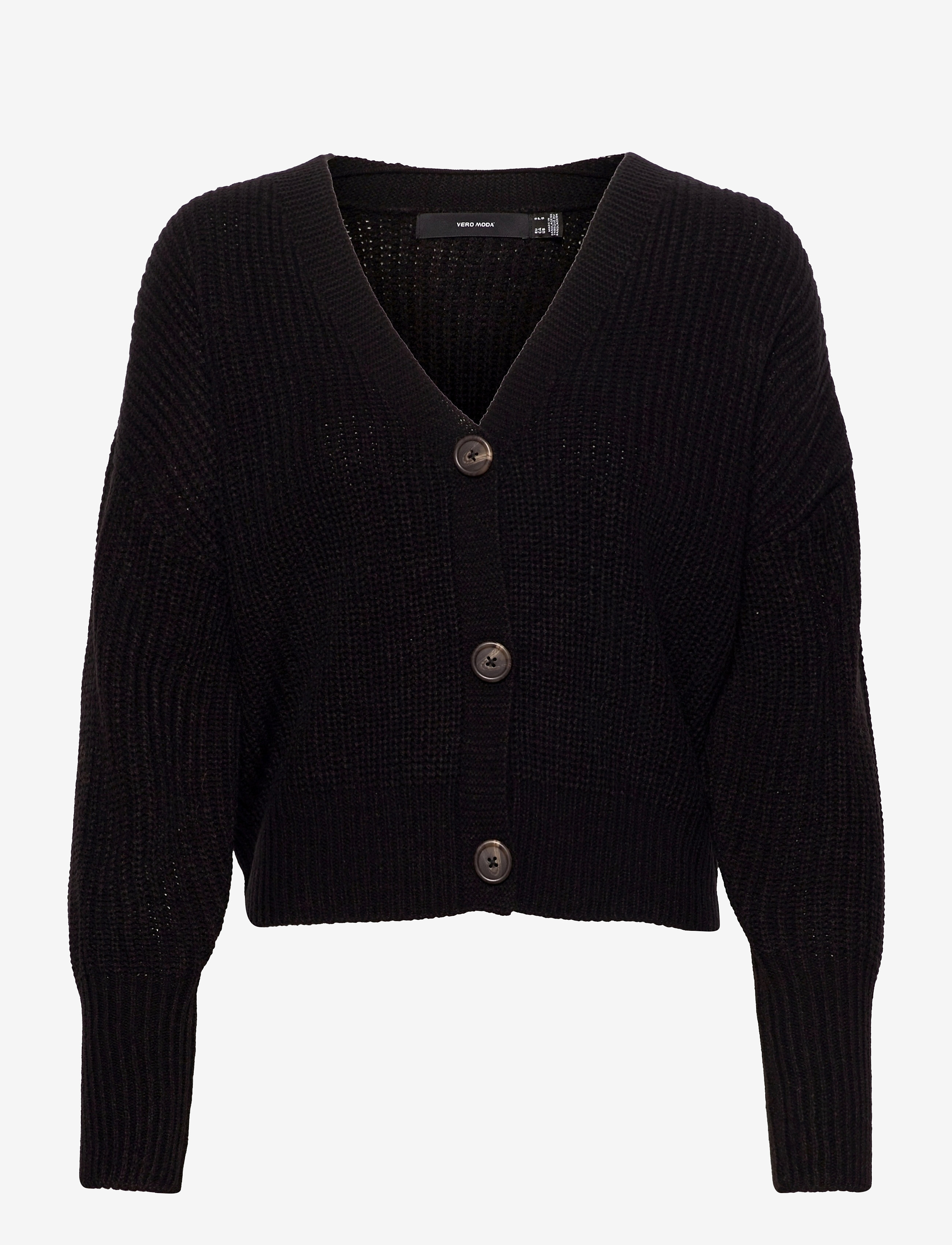 Vero Moda VMLEA LS V-NECK CUFF CARDIGAN NOOS - Transitional Layering - BLACK / black