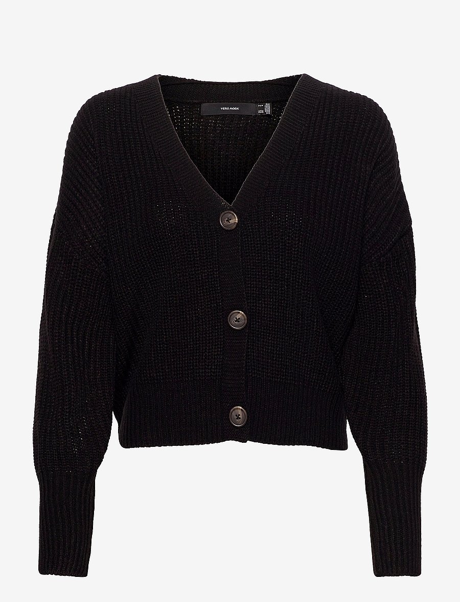 Vero Moda - VMLEA LS V-NECK CUFF CARDIGAN NOOS - strickjacken - black - 1