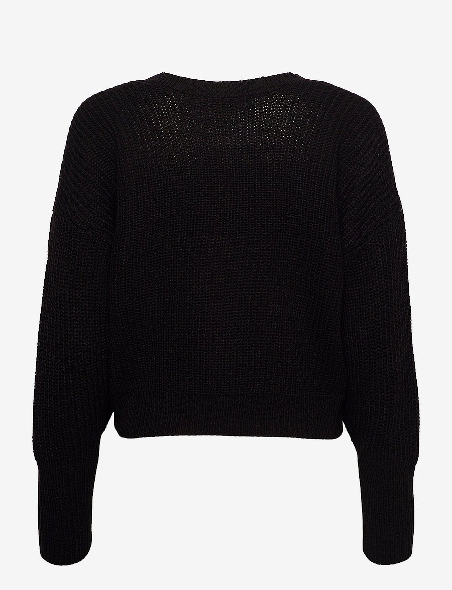 Vero Moda - VMLEA LS V-NECK CUFF CARDIGAN NOOS - strickjacken - black - 2