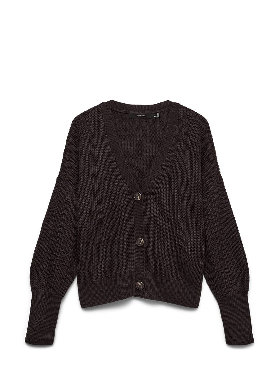Vero Moda - VMLEA LS V-NECK CUFF CARDIGAN NOOS - strickjacken - chocolate torte - 0