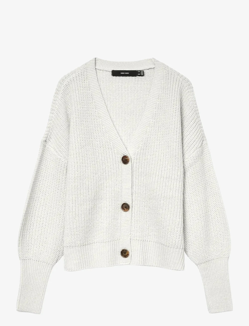 Vero Moda - VMLEA LS V-NECK CUFF CARDIGAN - koftor - cloud dancer - 1