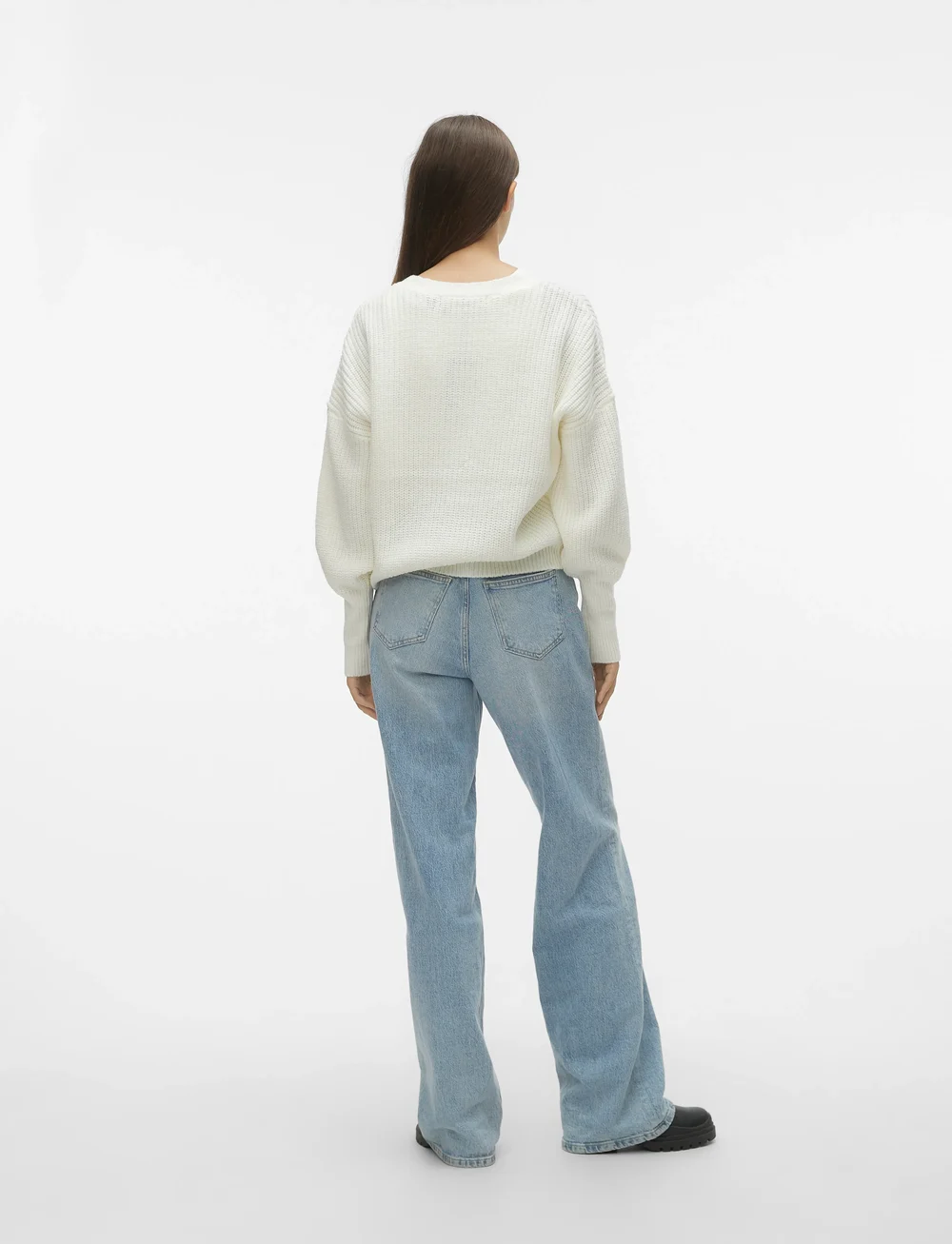 Vero Moda - VMLEA LS V-NECK CUFF CARDIGAN - koftor - cloud dancer - 2