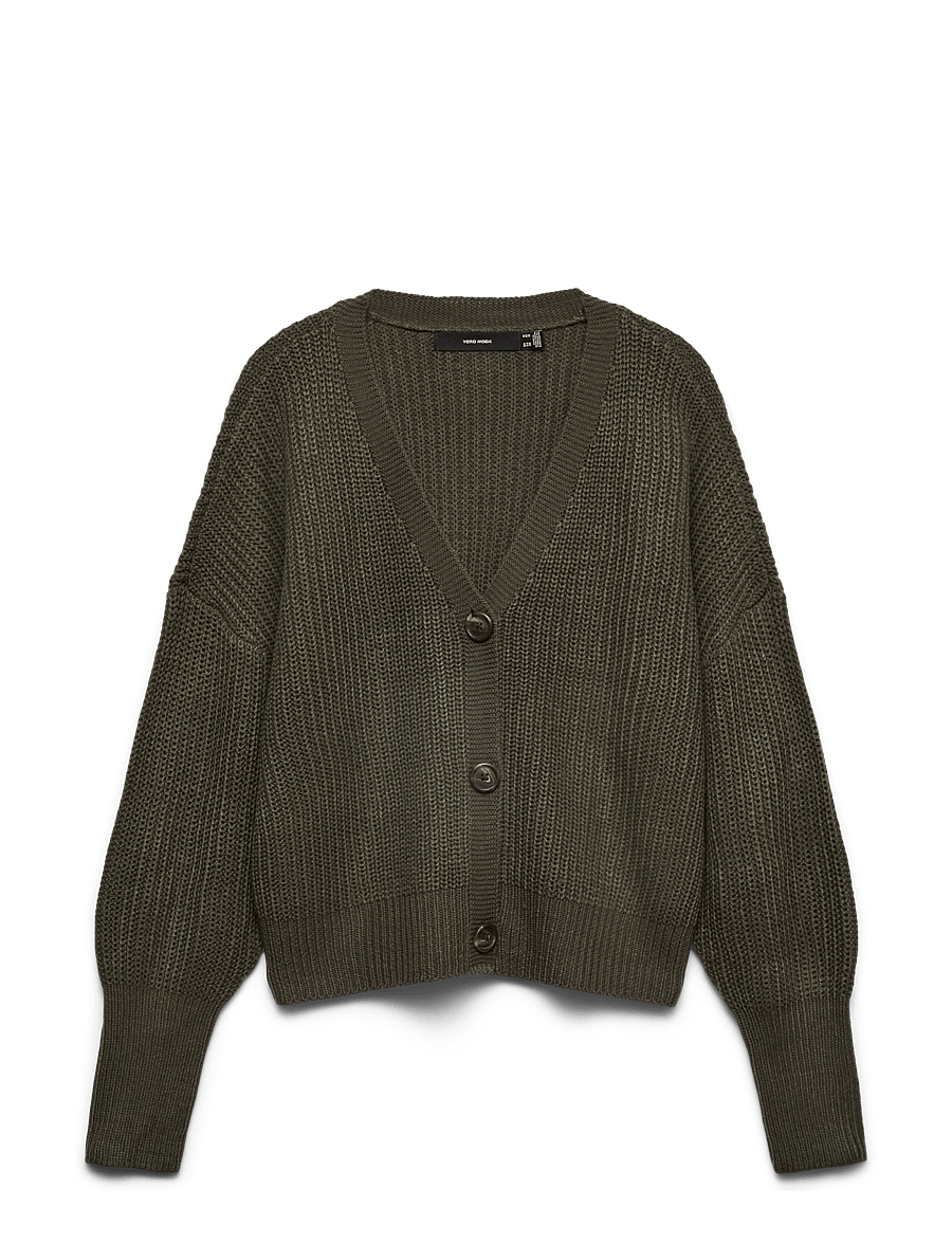 Vero Moda - VMLEA LS V-NECK CUFF CARDIGAN NOOS - strickjacken - forest night - 0