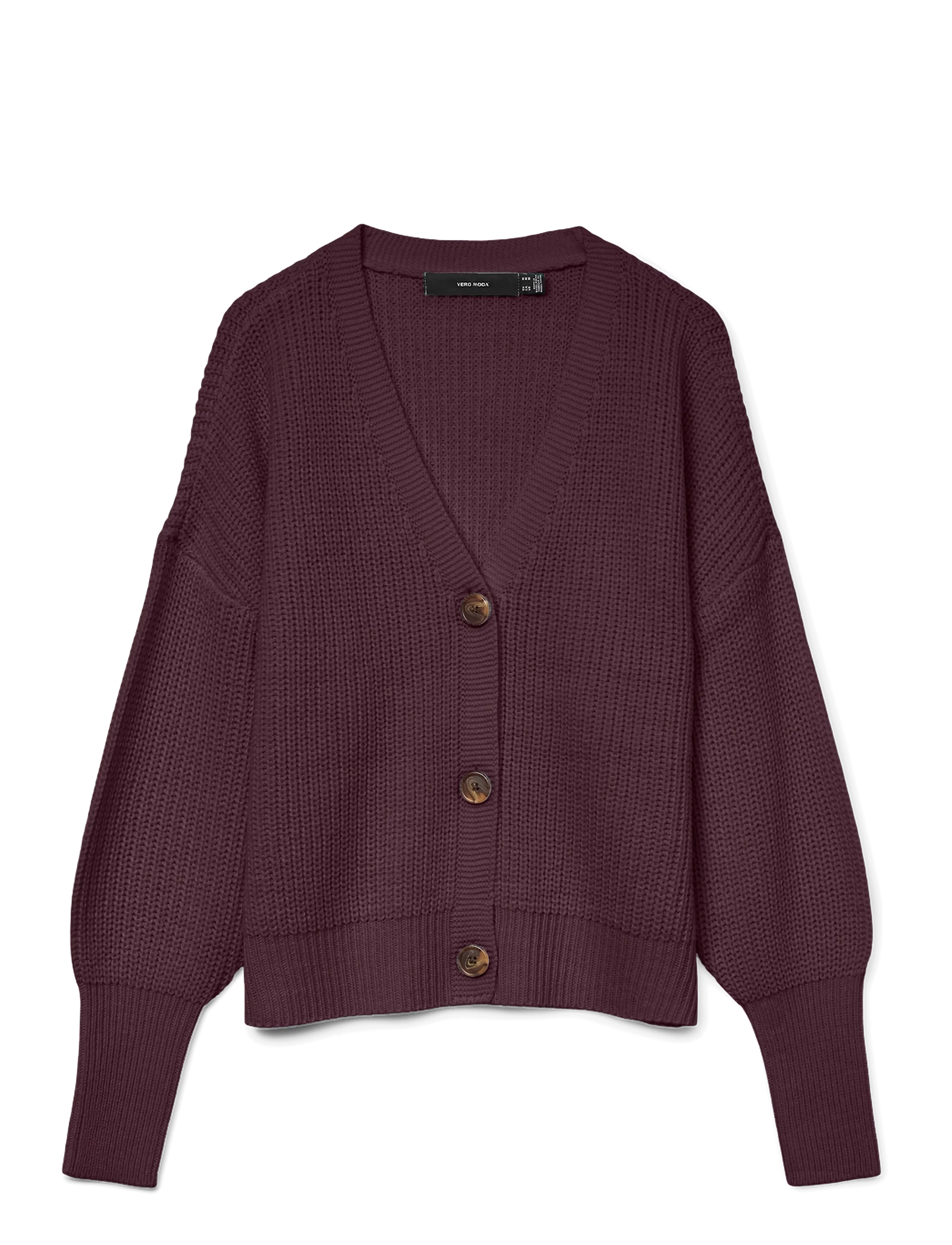 Vero Moda VMLEA LS V-NECK CUFF CARDIGAN NOOS - Kläder - WINETASTING / burgundy