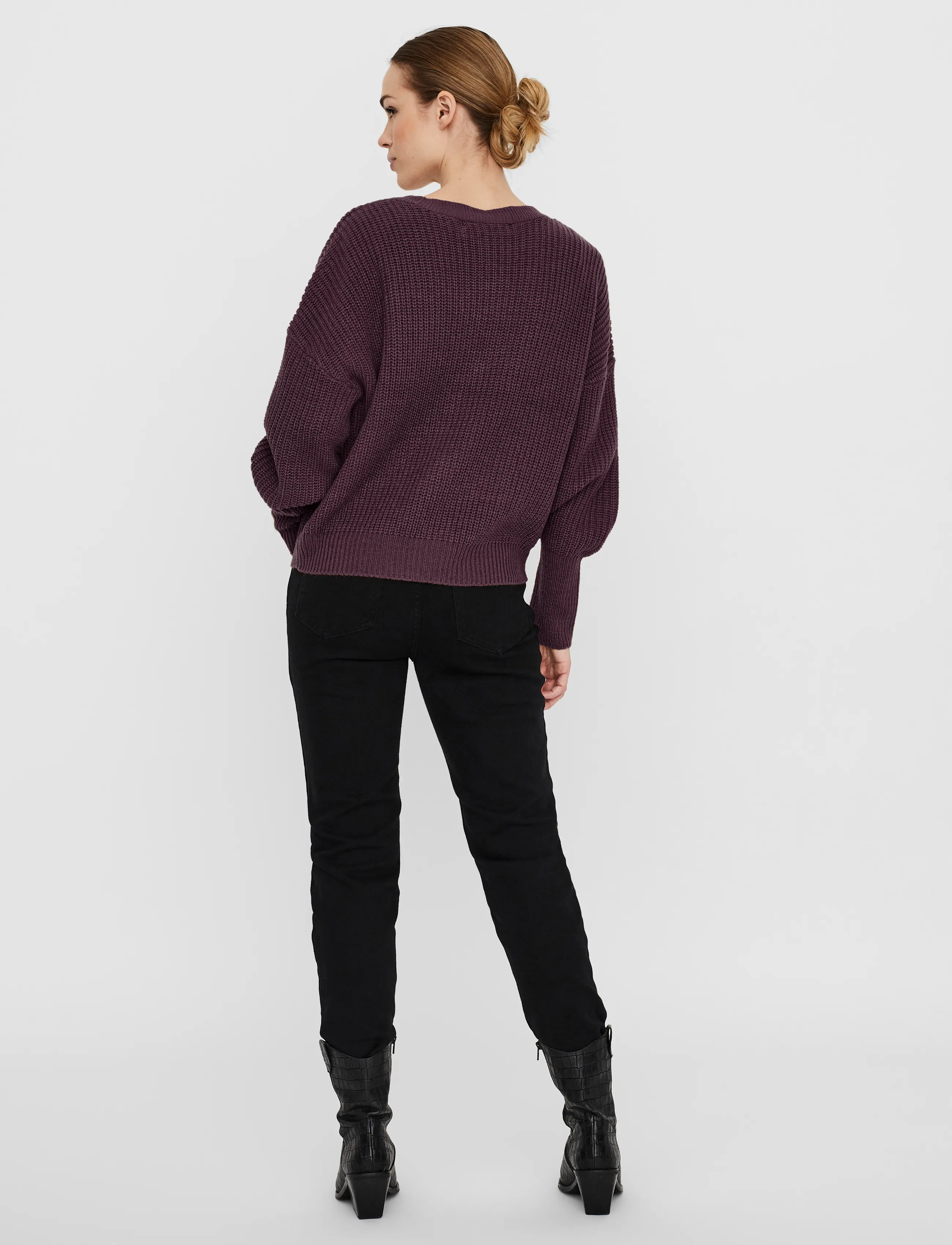 Vero Moda - VMLEA LS V-NECK CUFF CARDIGAN NOOS - koftor - winetasting - 2