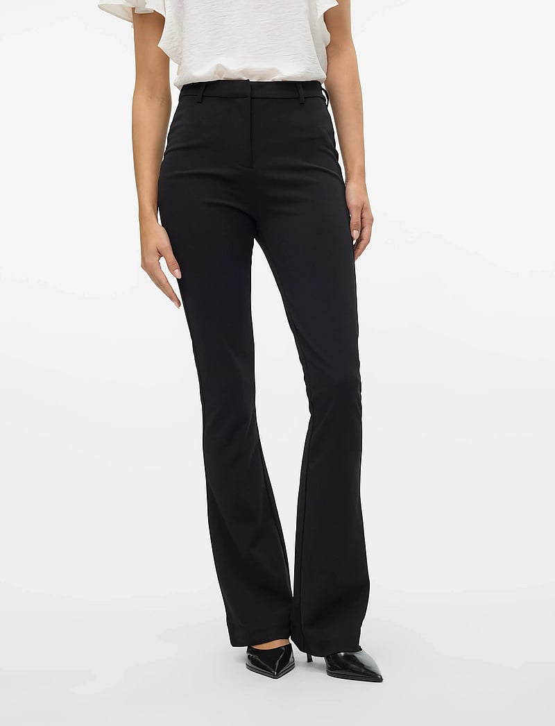 Vero Moda - VMAMIRA MW FLARED PANT NOOS - schlaghose - black - 0