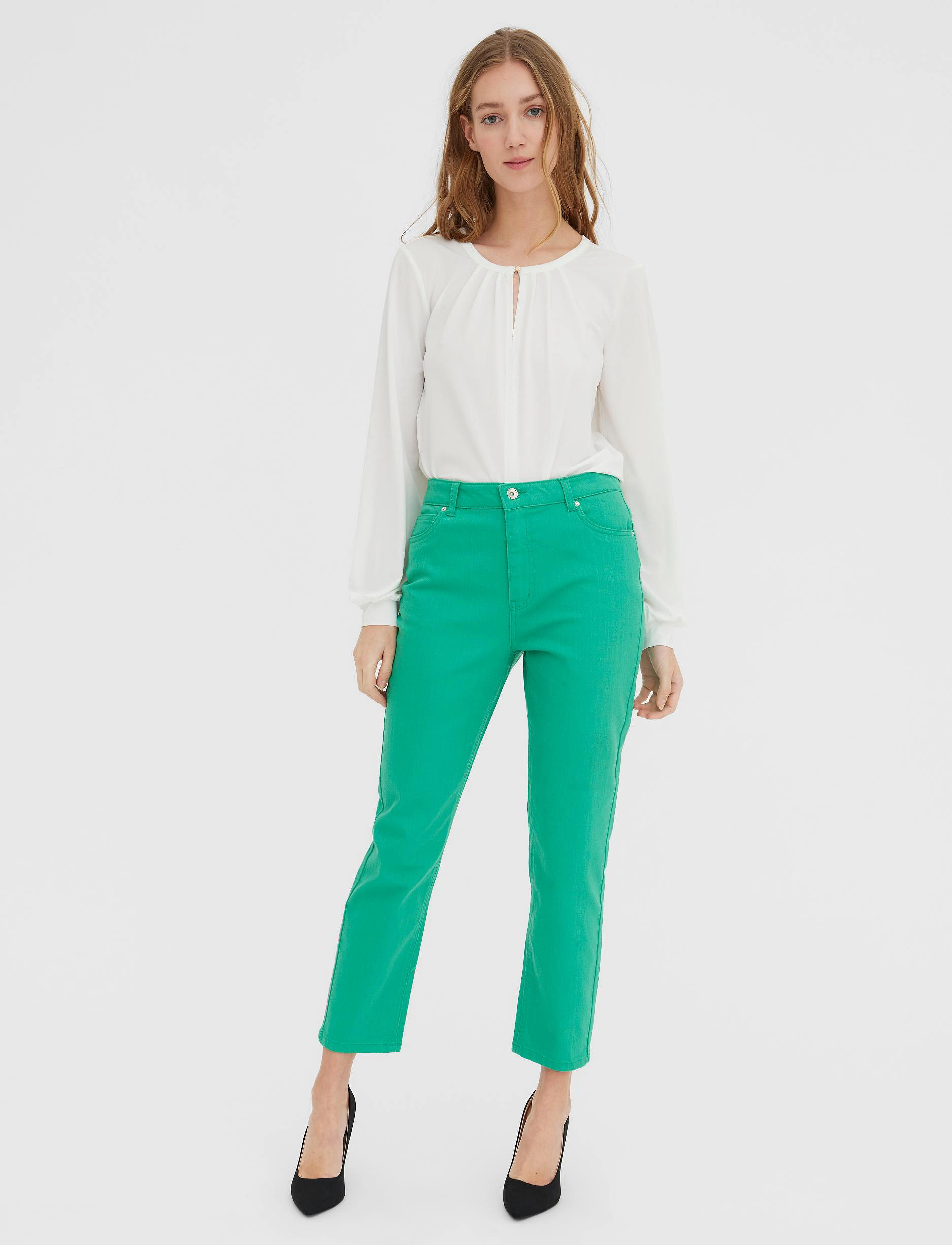 VERO MODA Vmbrenda Hr Straight A Cut Color raka jeans dam – bild 3