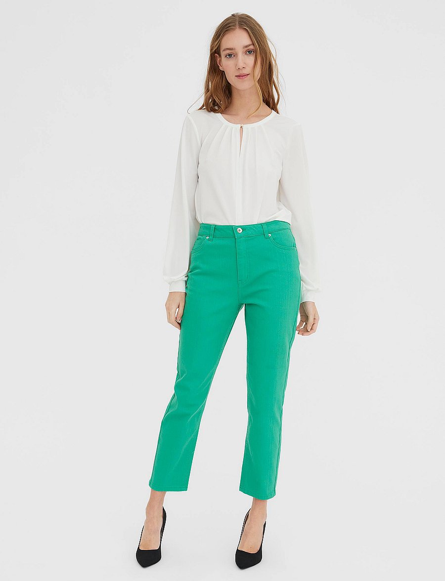 Vero Moda - VMBRENDA HR STRAIGHT A CUT COLOR - gerade jeans - holly green - 4