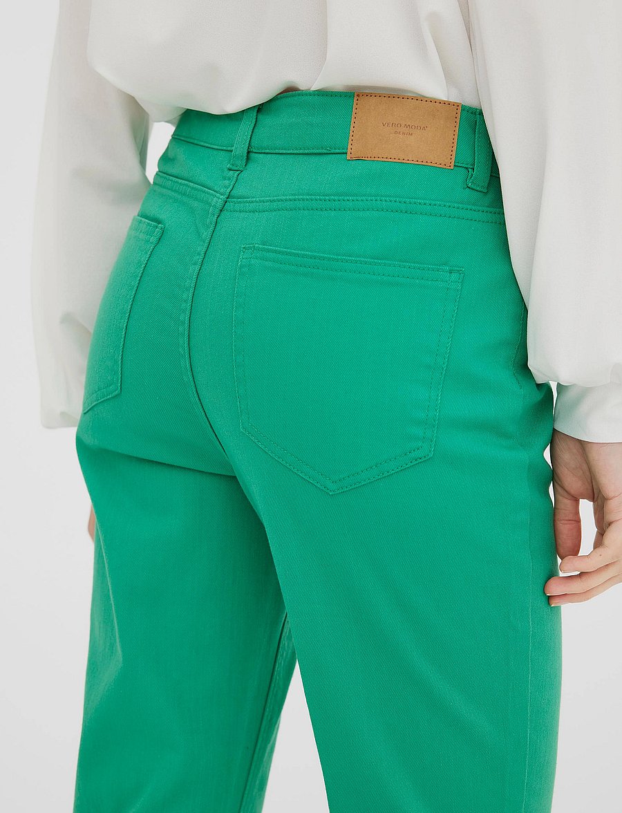 Vero Moda - VMBRENDA HR STRAIGHT A CUT COLOR - gerade jeans - holly green - 5