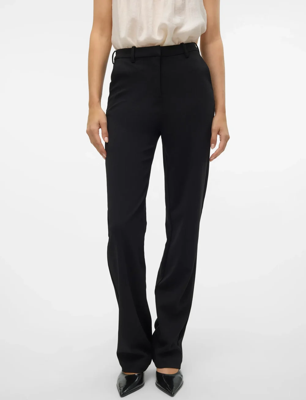 Vero Moda - VMZAMIRA MW SLIM STRAIGHT PANT NOOS - tiesaus kirpimo kelnės - black - 4