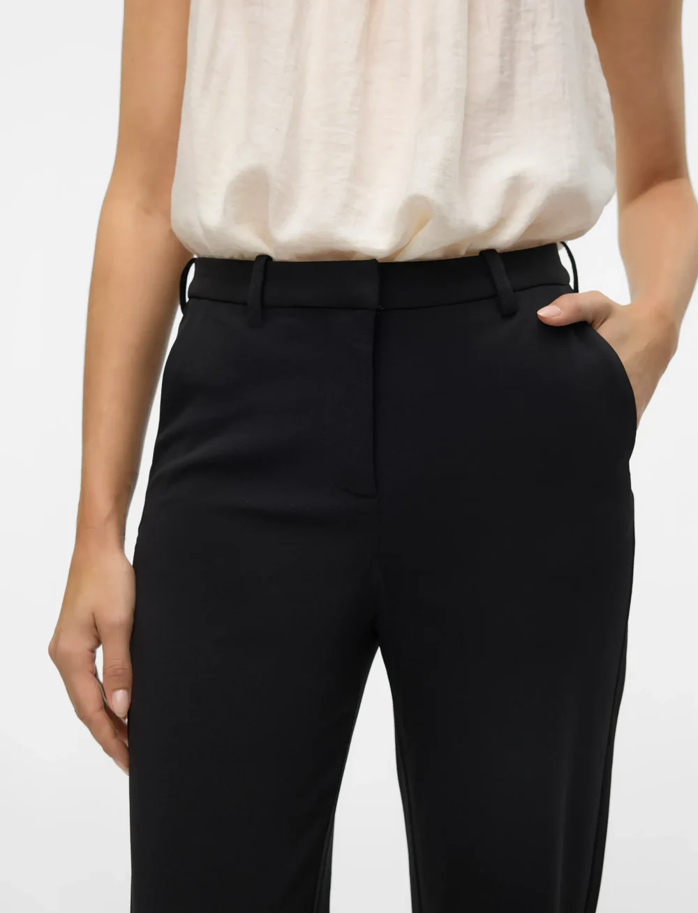 Vero Moda - VMZAMIRA MW SLIM STRAIGHT PANT NOOS - tiesaus kirpimo kelnės - black - 5