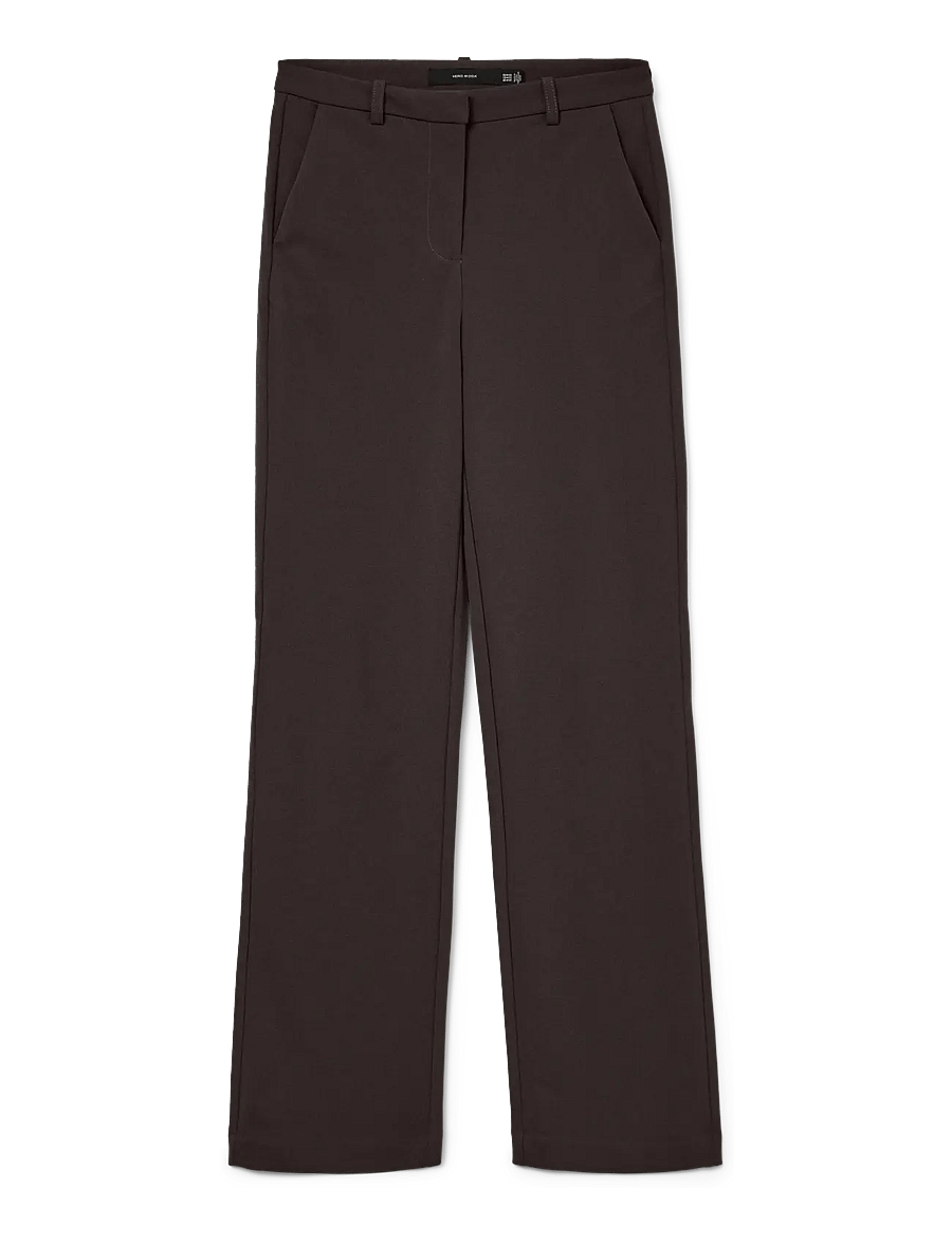Vero Moda - VMZAMIRA MW SLIM STRAIGHT PANT NOOS - sirge säärega püksid - chocolate torte - 1
