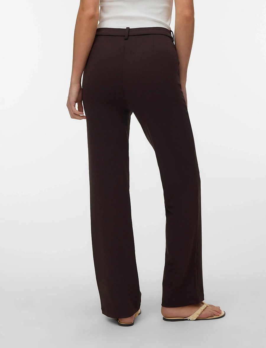 Vero Moda - VMZAMIRA MW SLIM STRAIGHT PANT NOOS - sirge säärega püksid - chocolate torte - 2
