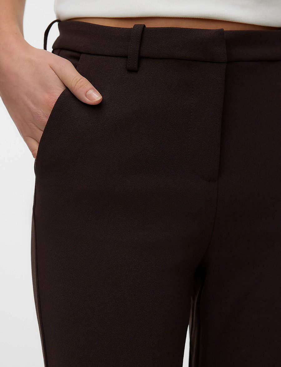 Vero Moda - VMZAMIRA MW SLIM STRAIGHT PANT NOOS - sirge säärega püksid - chocolate torte - 4