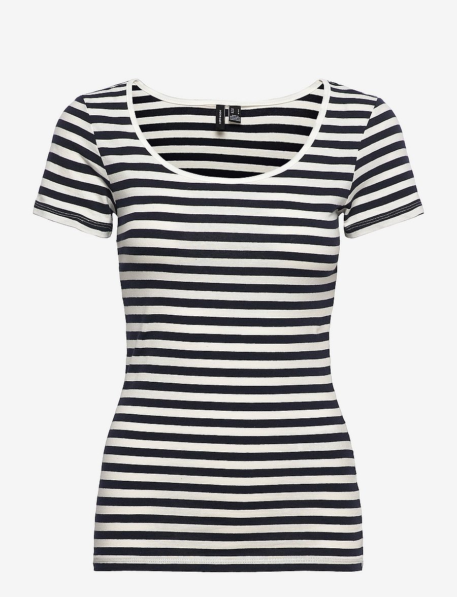 Vero Moda - VMSAILOR SABBI S/S U-NECK TOP - navy blazer - 0